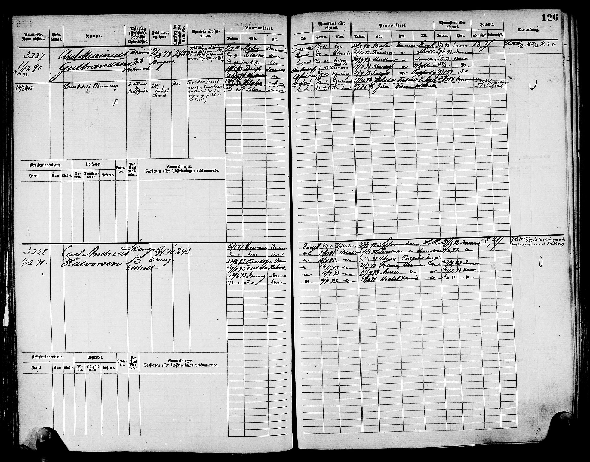 Drammen innrulleringsdistrikt, AV/SAKO-A-781/F/Fc/L0004: Hovedrulle, 1885, s. 131