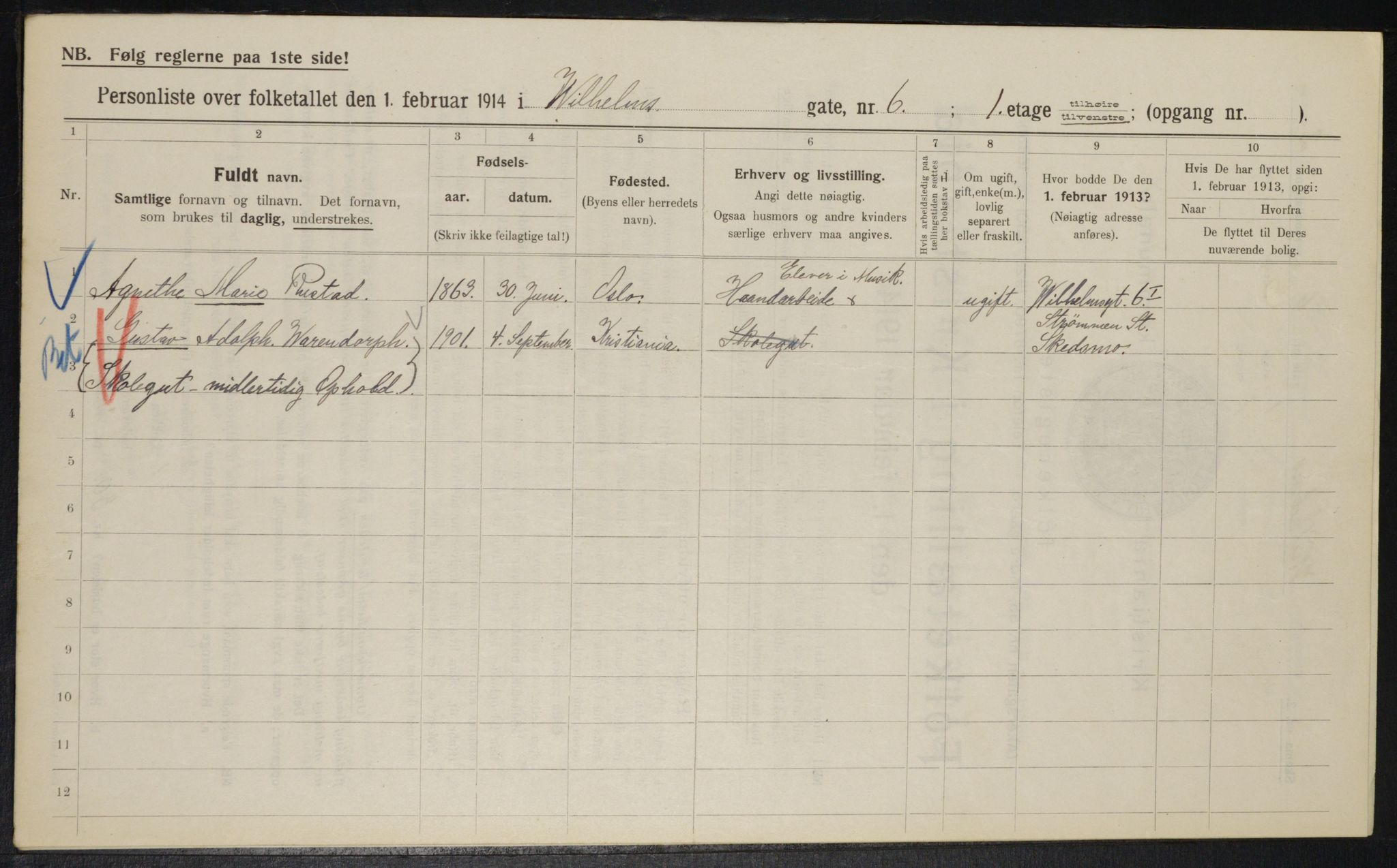 OBA, Kommunal folketelling 1.2.1914 for Kristiania, 1914, s. 129259