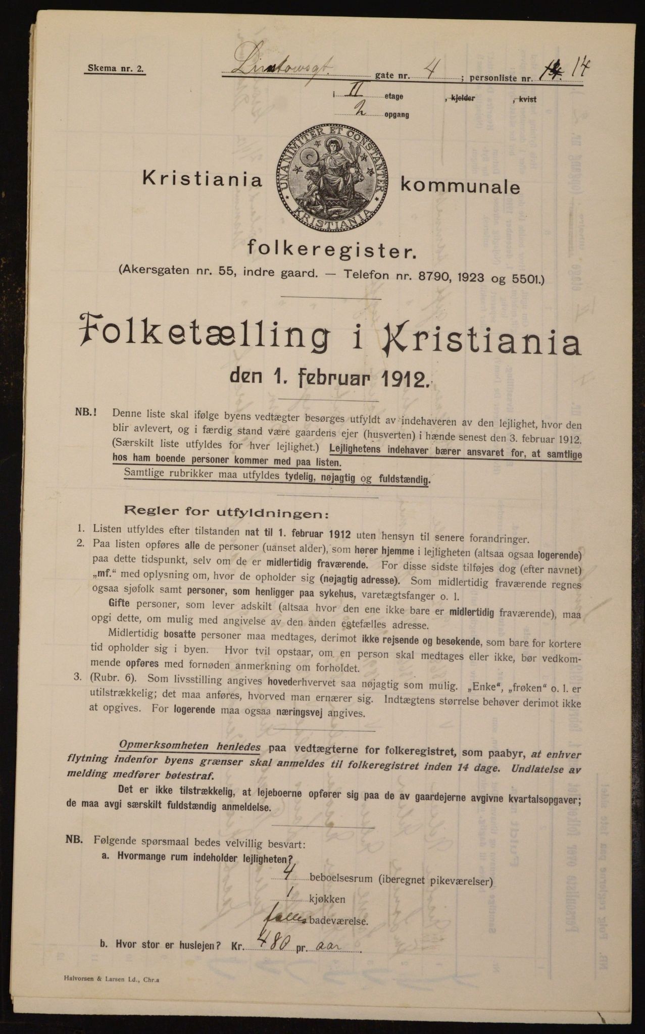 OBA, Kommunal folketelling 1.2.1912 for Kristiania, 1912, s. 58066