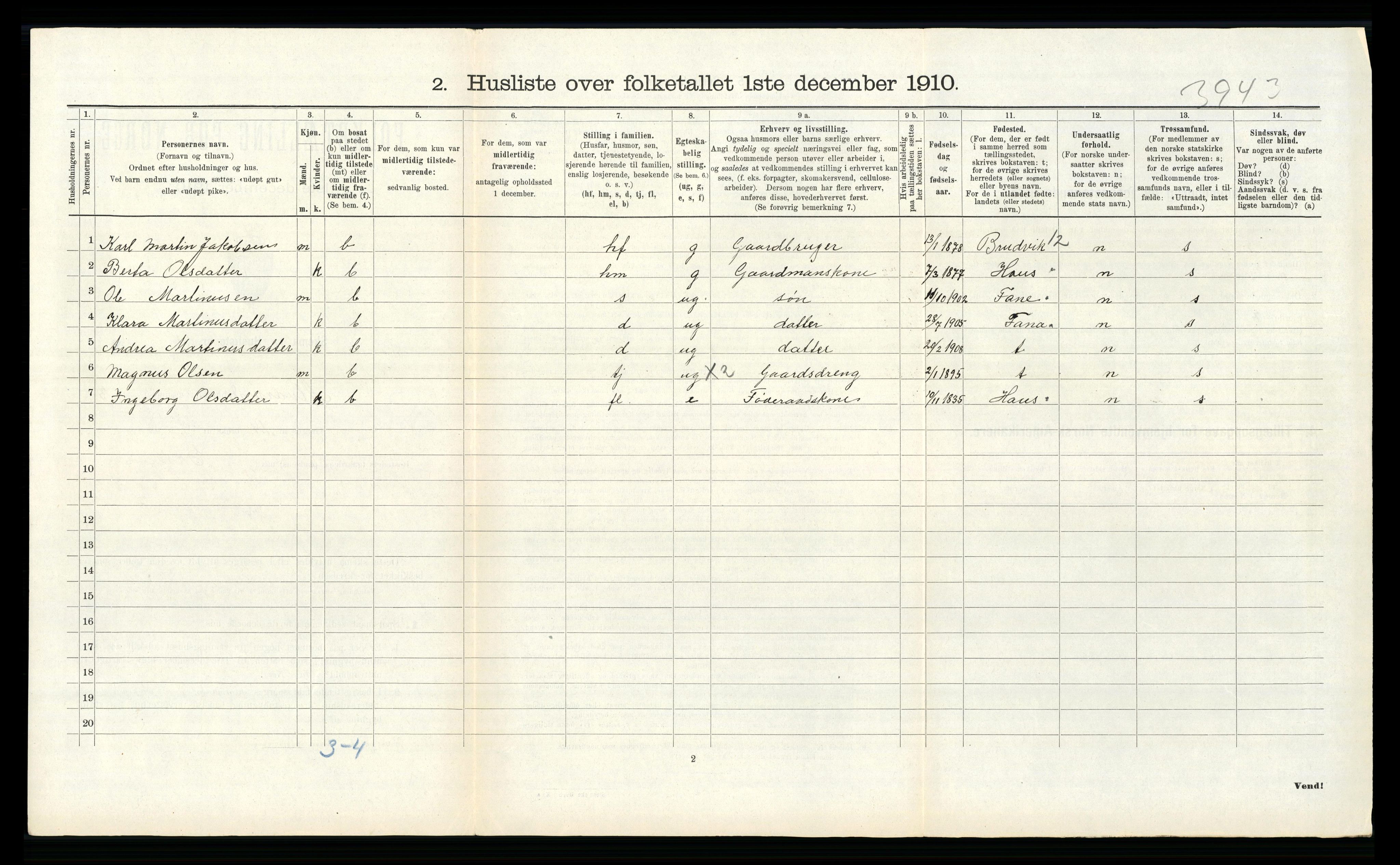 RA, Folketelling 1910 for 1257 Alversund herred, 1910, s. 257