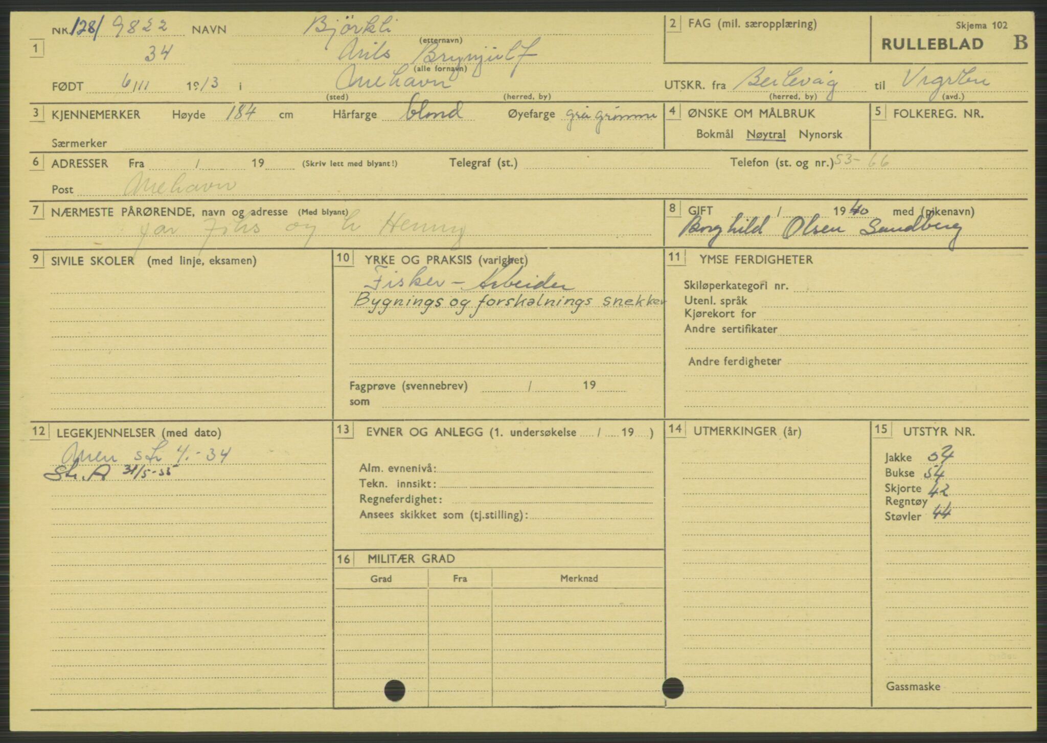 Forsvaret, Varanger bataljon, AV/RA-RAFA-2258/1/D/L0444: Rulleblad for menige født 1913-1914, 1913-1914, s. 56