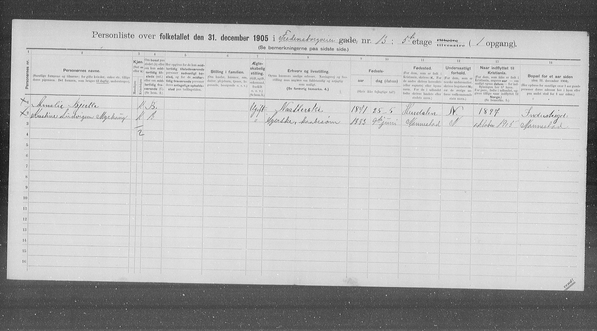 OBA, Kommunal folketelling 31.12.1905 for Kristiania kjøpstad, 1905, s. 13314