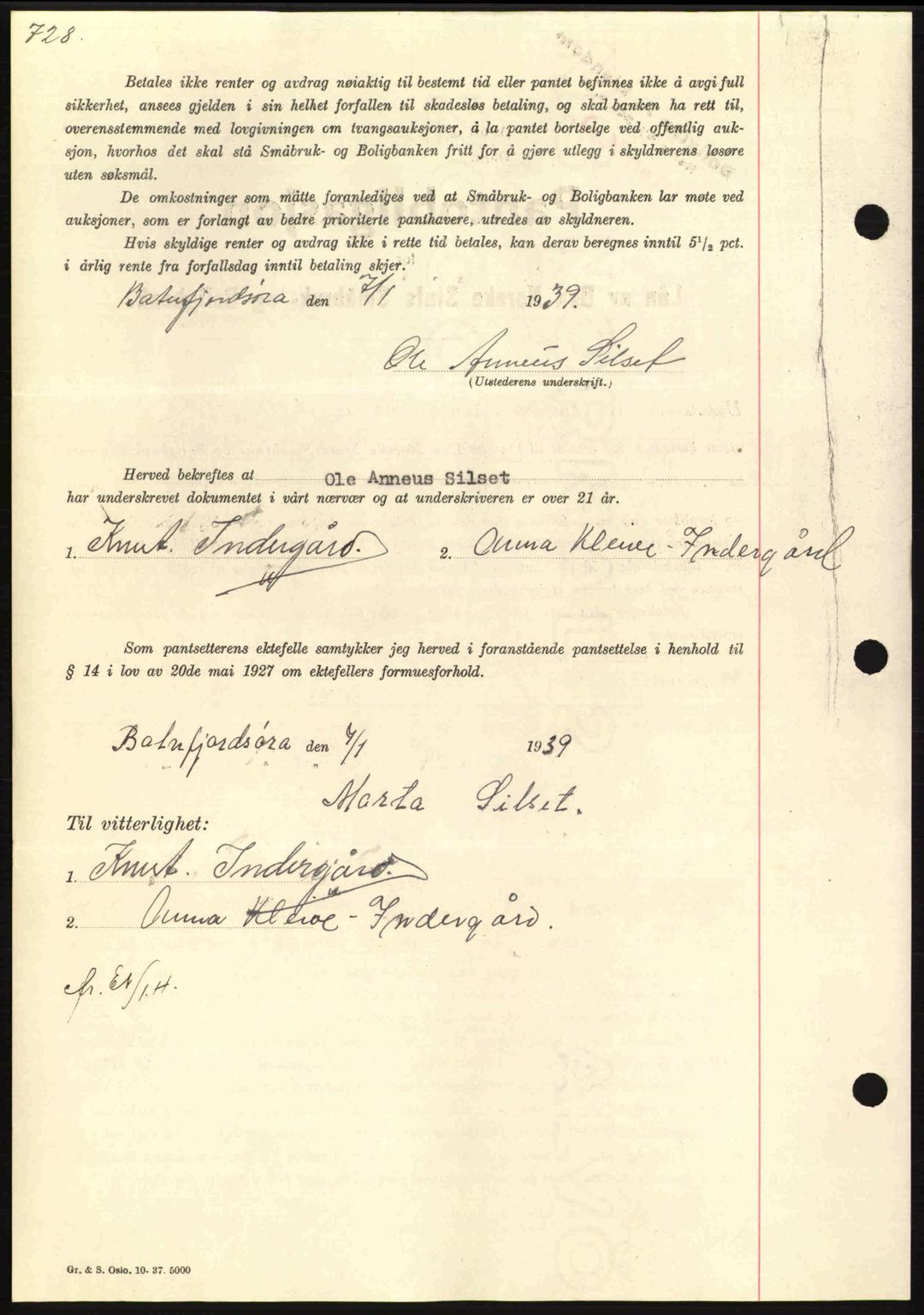 Nordmøre sorenskriveri, SAT/A-4132/1/2/2Ca: Pantebok nr. B84, 1938-1939, Dagboknr: 360/1939