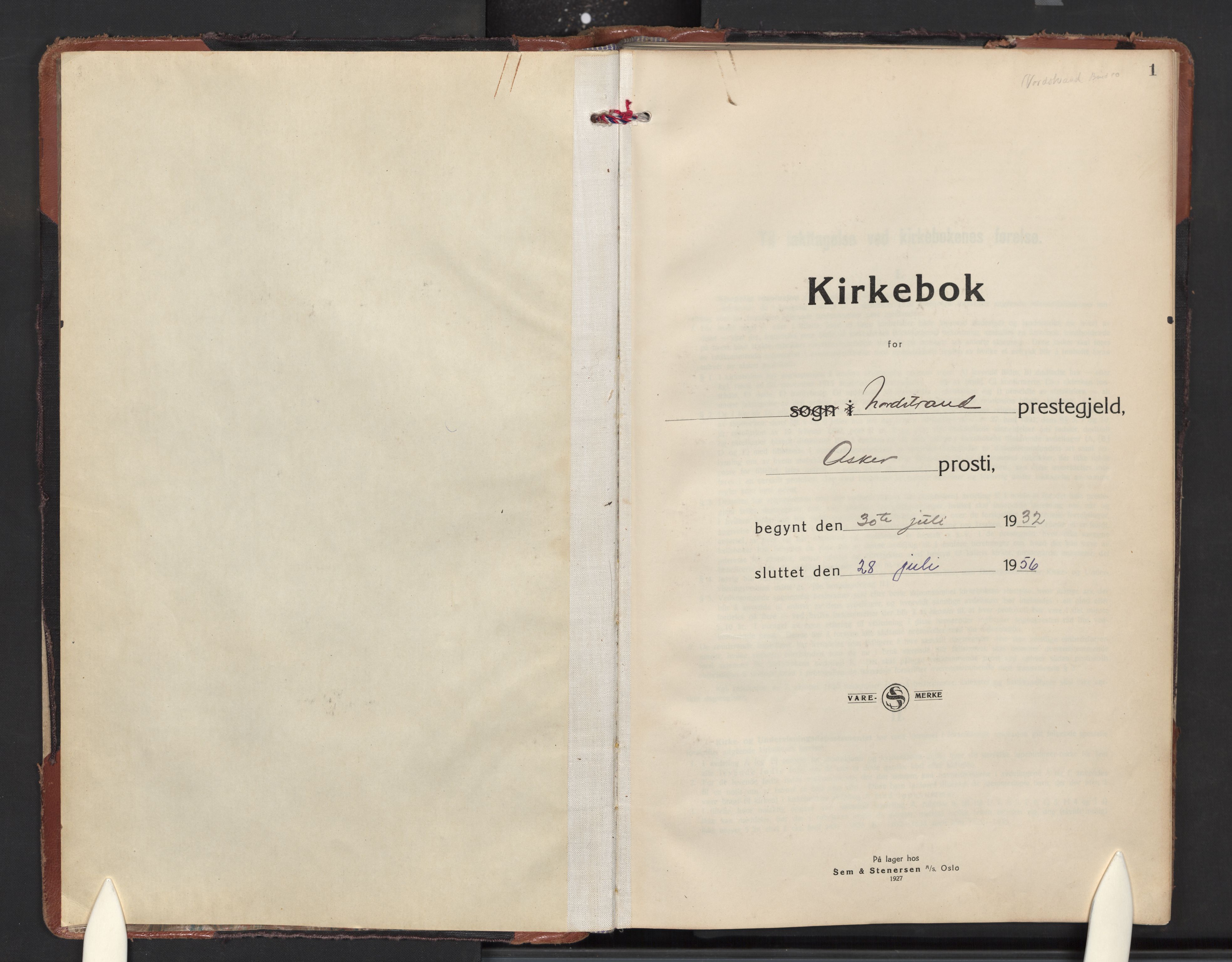 Nordstrand prestekontor Kirkebøker, SAO/A-10362a/F/Fa/L0008: Ministerialbok nr. I 8, 1932-1956, s. 1