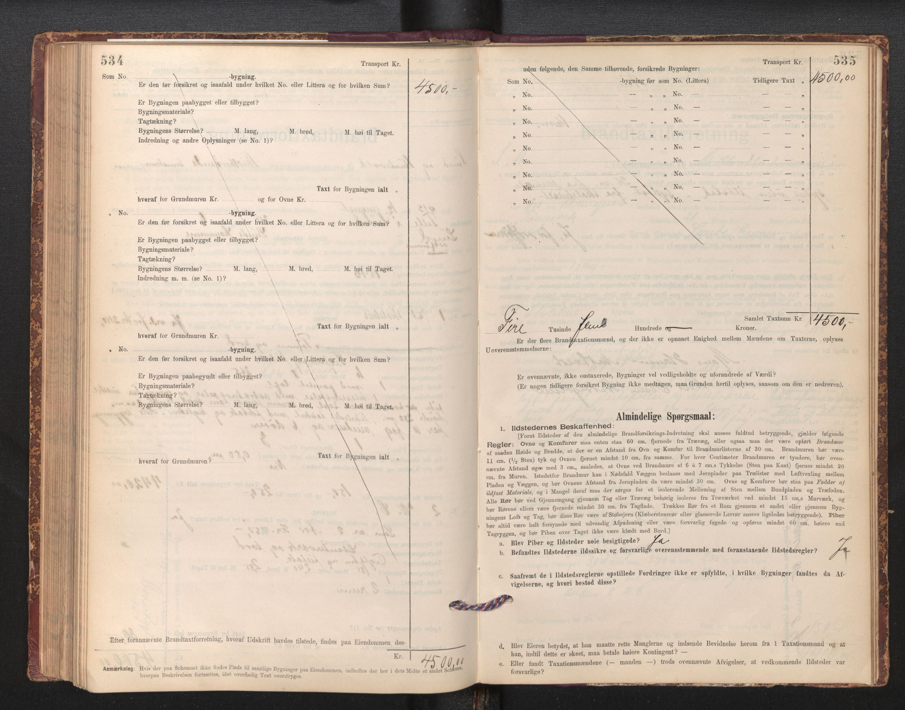 Lensmannen i Sund og Austevoll, AV/SAB-A-35201/0012/L0003: Branntakstprotokoll, skjematakst, 1894-1917, s. 534-535