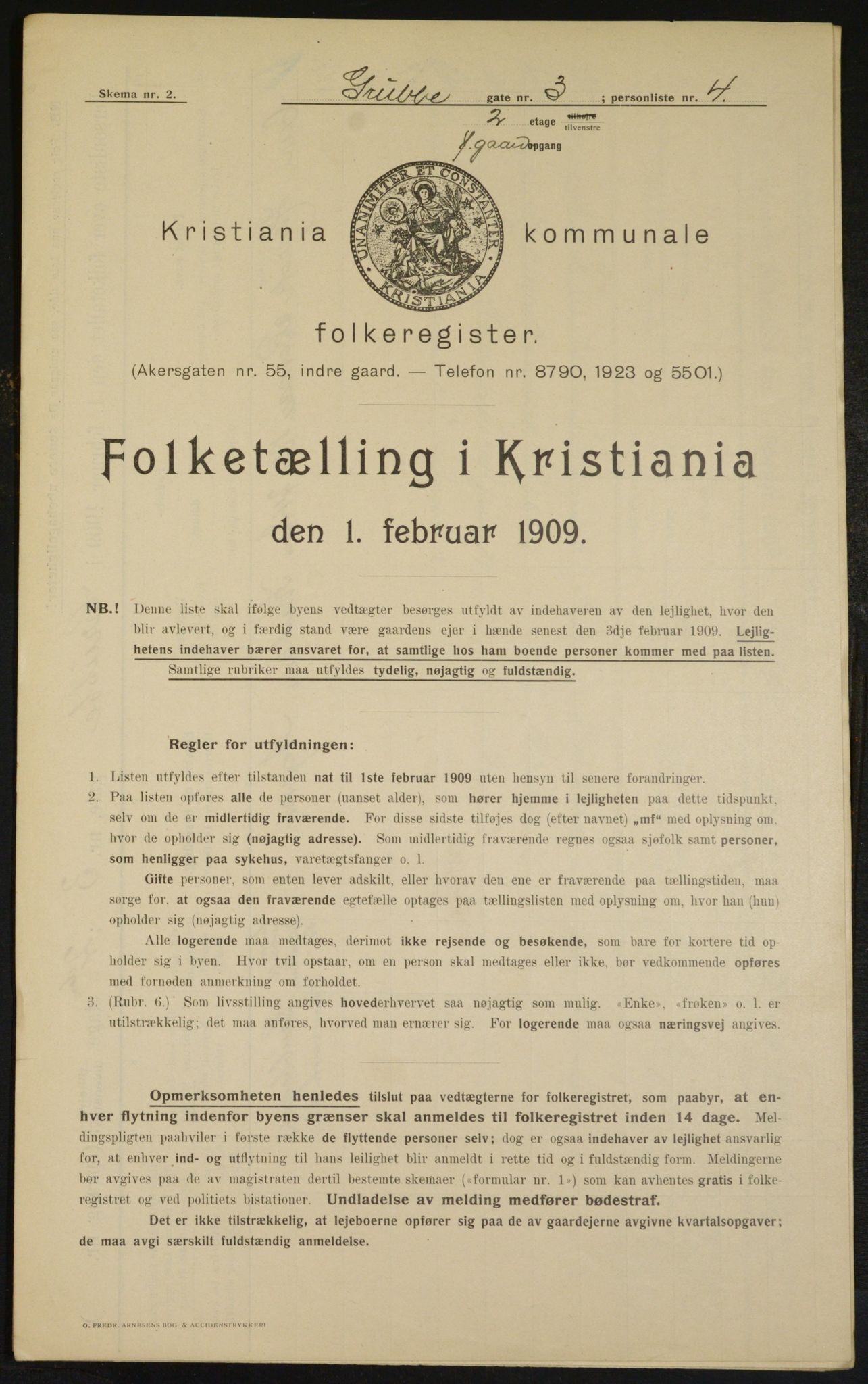 OBA, Kommunal folketelling 1.2.1909 for Kristiania kjøpstad, 1909, s. 27453