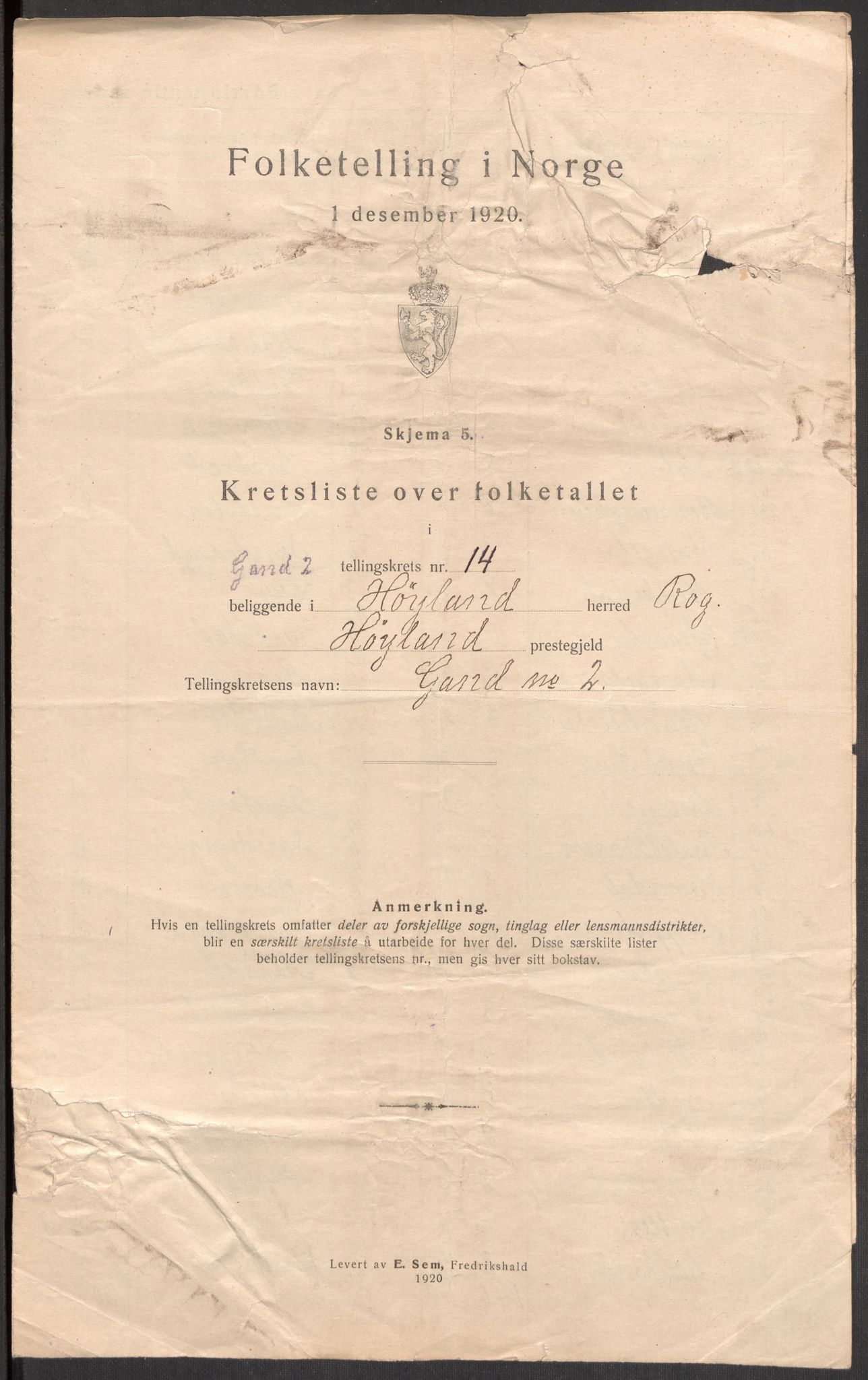 SAST, Folketelling 1920 for 1123 Høyland herred, 1920, s. 57