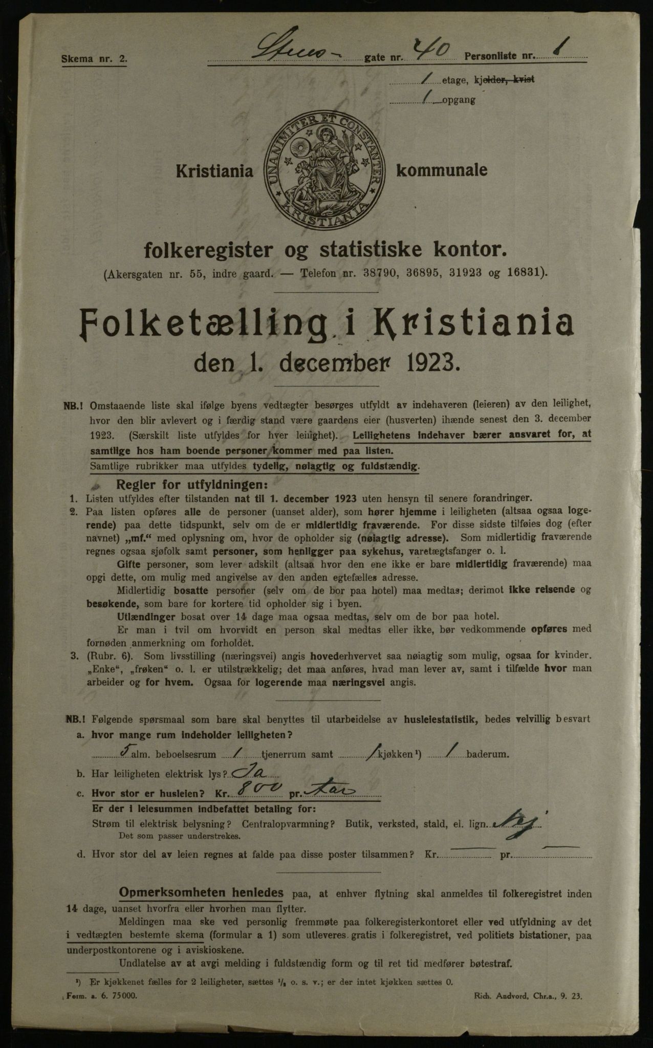 OBA, Kommunal folketelling 1.12.1923 for Kristiania, 1923, s. 112900