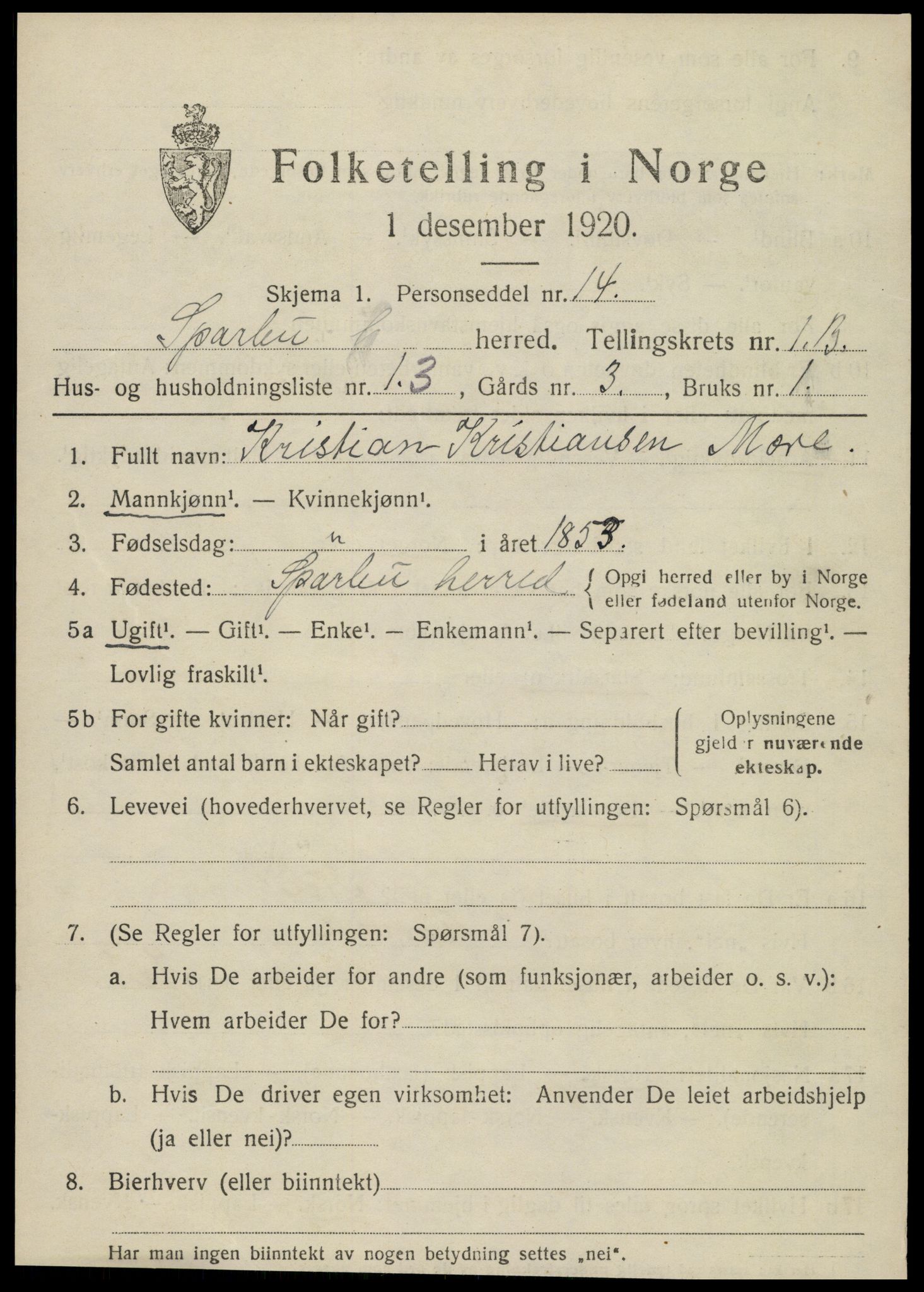 SAT, Folketelling 1920 for 1731 Sparbu herred, 1920, s. 2095