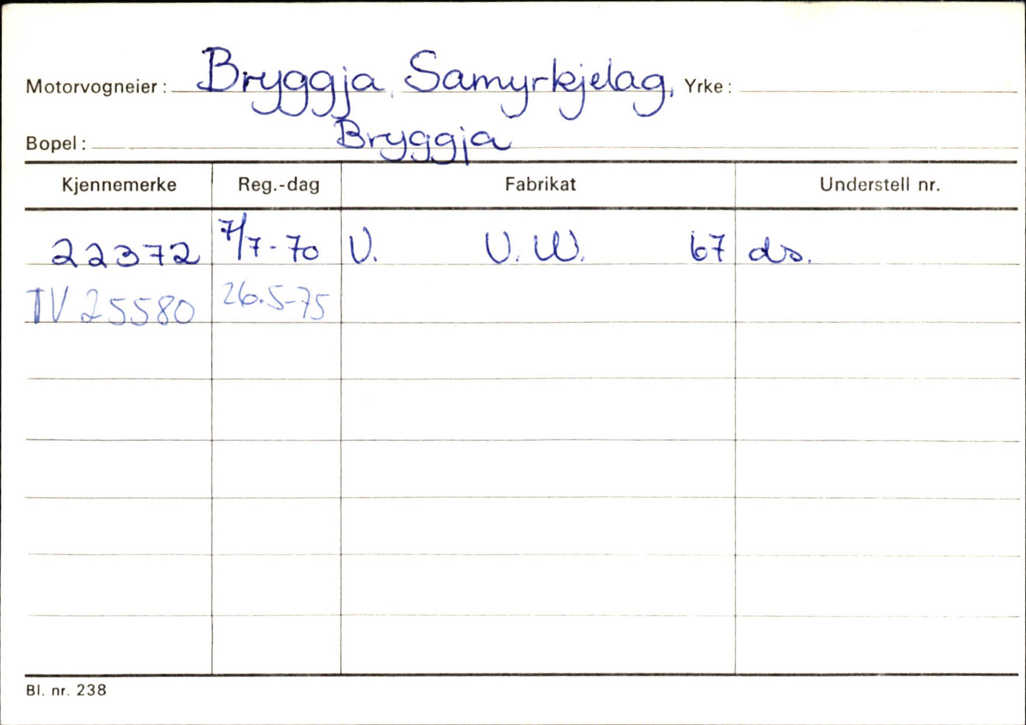 Statens vegvesen, Sogn og Fjordane vegkontor, AV/SAB-A-5301/4/F/L0144: Registerkort Vågsøy A-R, 1945-1975, s. 309