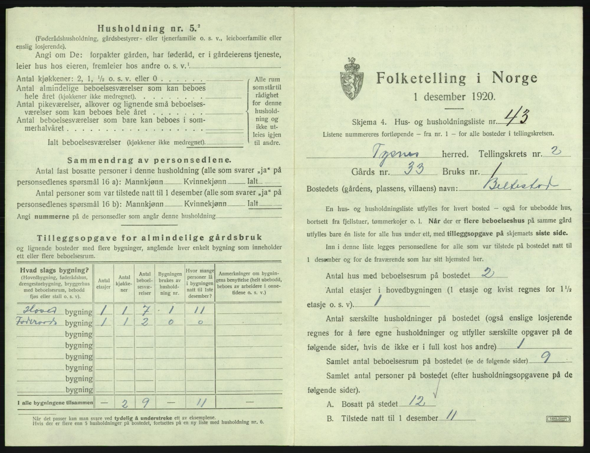 SAB, Folketelling 1920 for 1223 Tysnes herred, 1920, s. 241