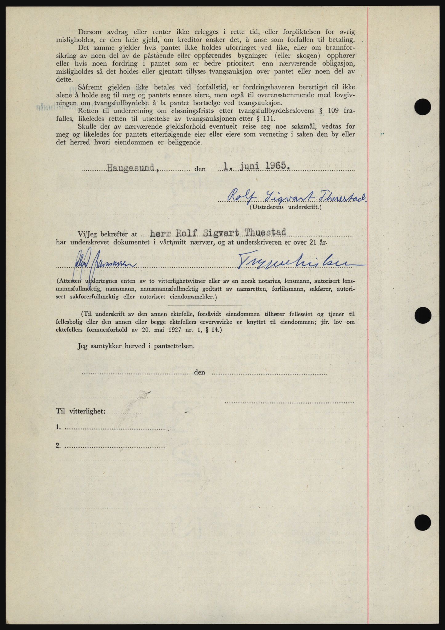 Haugesund tingrett, SAST/A-101415/01/II/IIC/L0053: Pantebok nr. B 53, 1965-1965, Dagboknr: 1637/1965