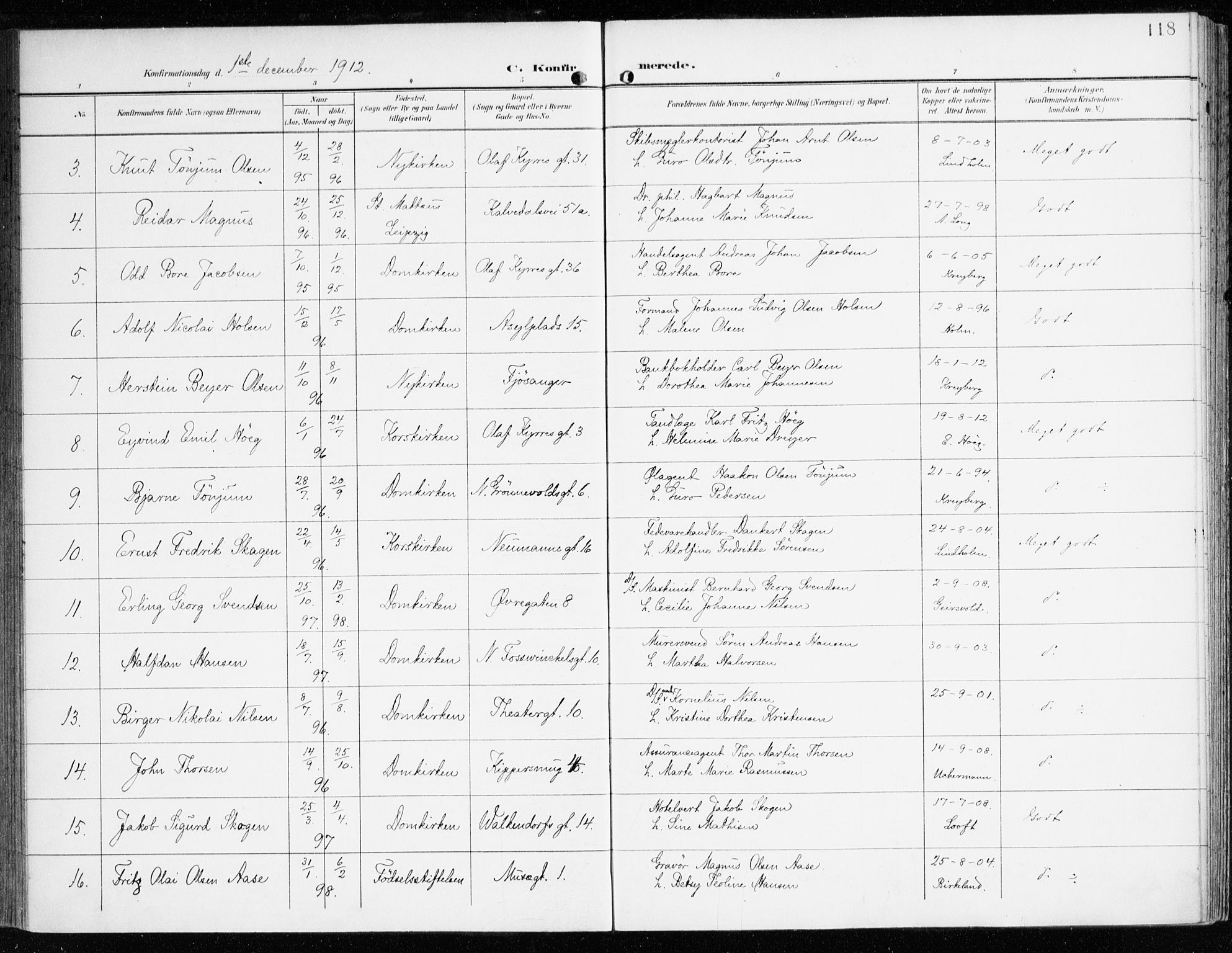 Domkirken sokneprestembete, AV/SAB-A-74801/H/Haa/L0031: Ministerialbok nr. C 6, 1898-1915, s. 118