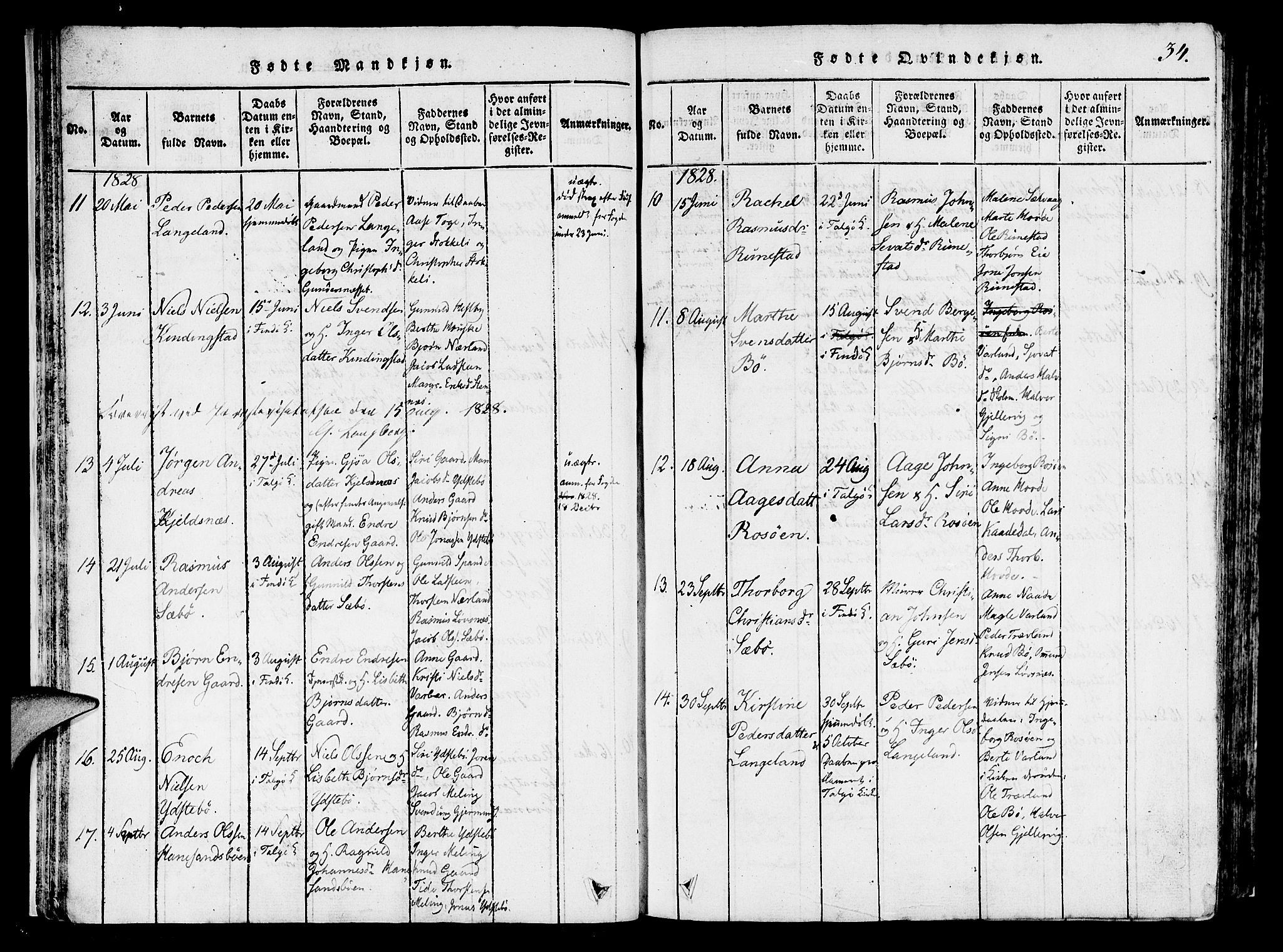 Finnøy sokneprestkontor, AV/SAST-A-101825/H/Ha/Haa/L0006: Ministerialbok nr. A 6, 1816-1846, s. 34