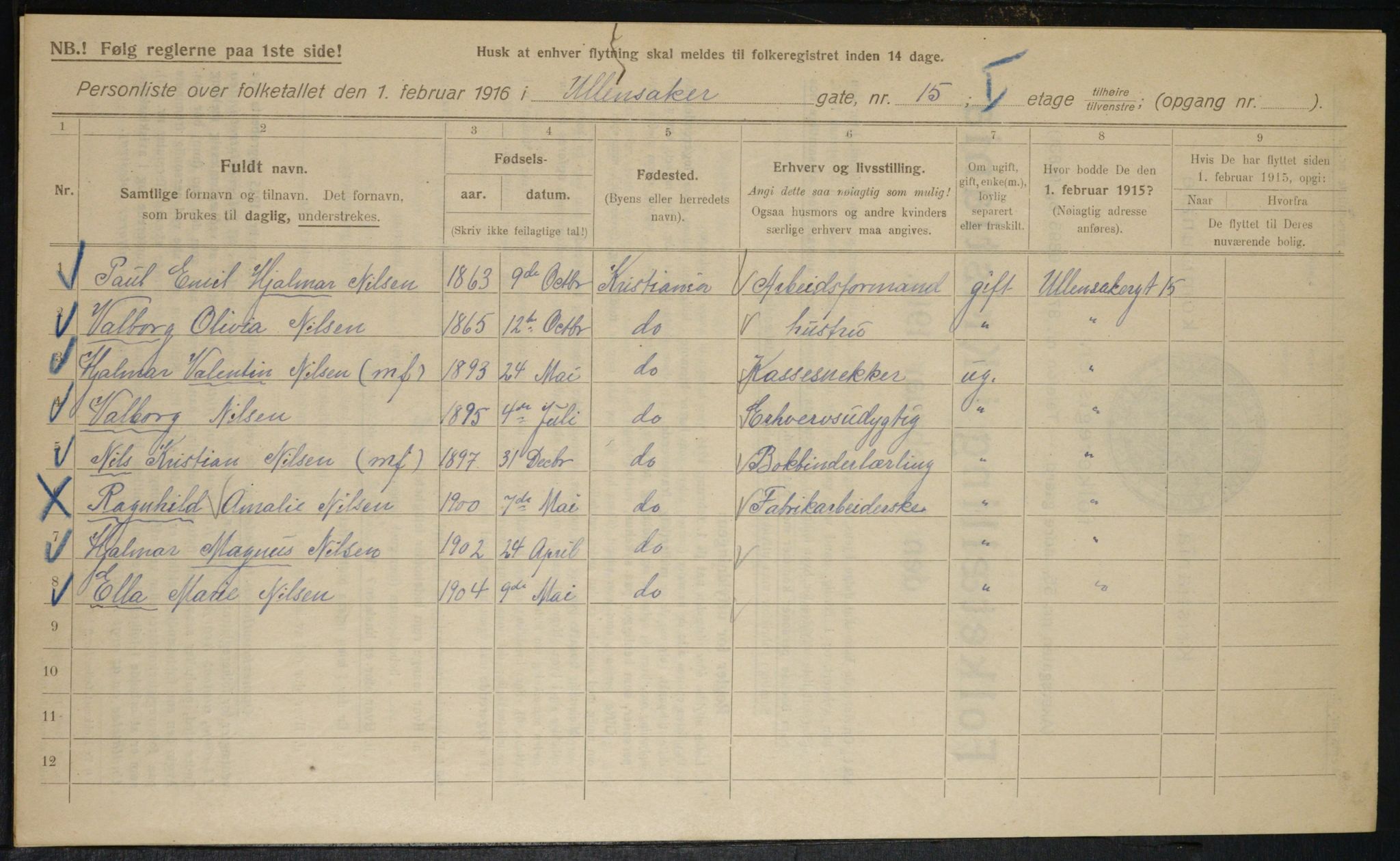 OBA, Kommunal folketelling 1.2.1916 for Kristiania, 1916, s. 122438