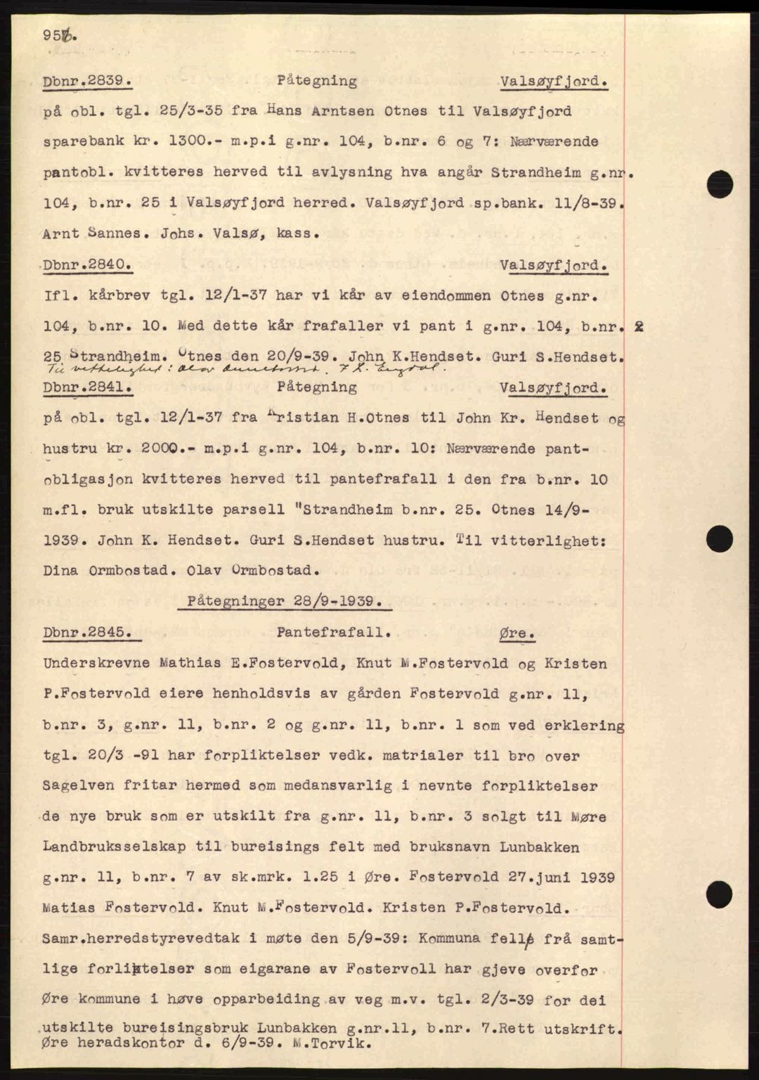 Nordmøre sorenskriveri, SAT/A-4132/1/2/2Ca: Pantebok nr. C80, 1936-1939, Dagboknr: 2839/1939