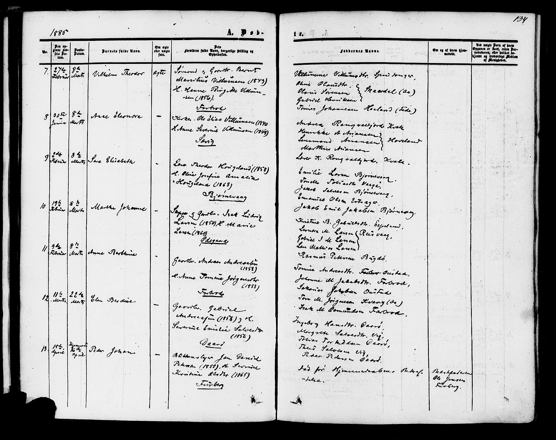 Herad sokneprestkontor, AV/SAK-1111-0018/F/Fa/Fab/L0004: Ministerialbok nr. A 4, 1853-1885, s. 134