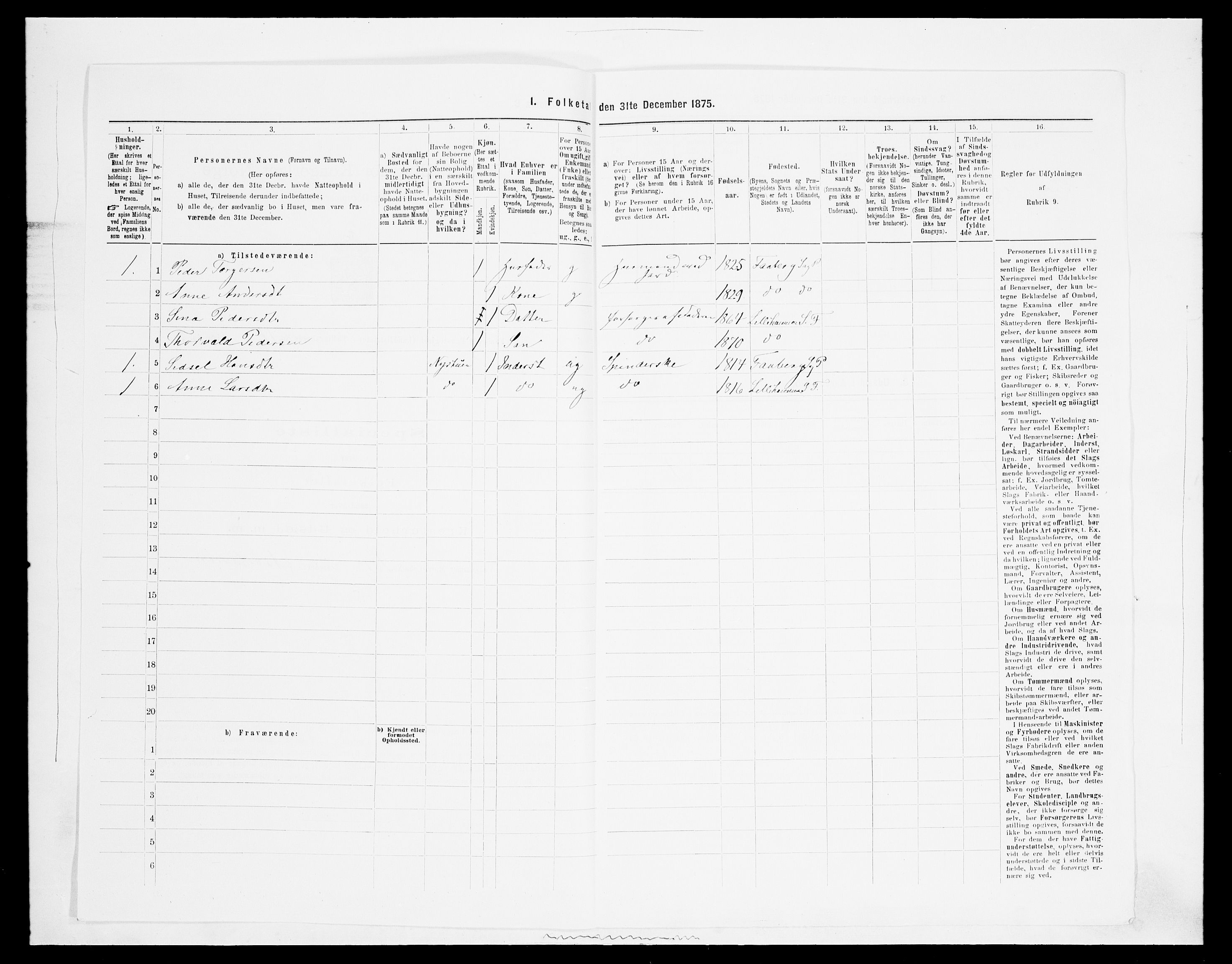 SAH, Folketelling 1875 for 0524L Fåberg prestegjeld, Fåberg sokn og Lillehammer landsokn, 1875, s. 1721