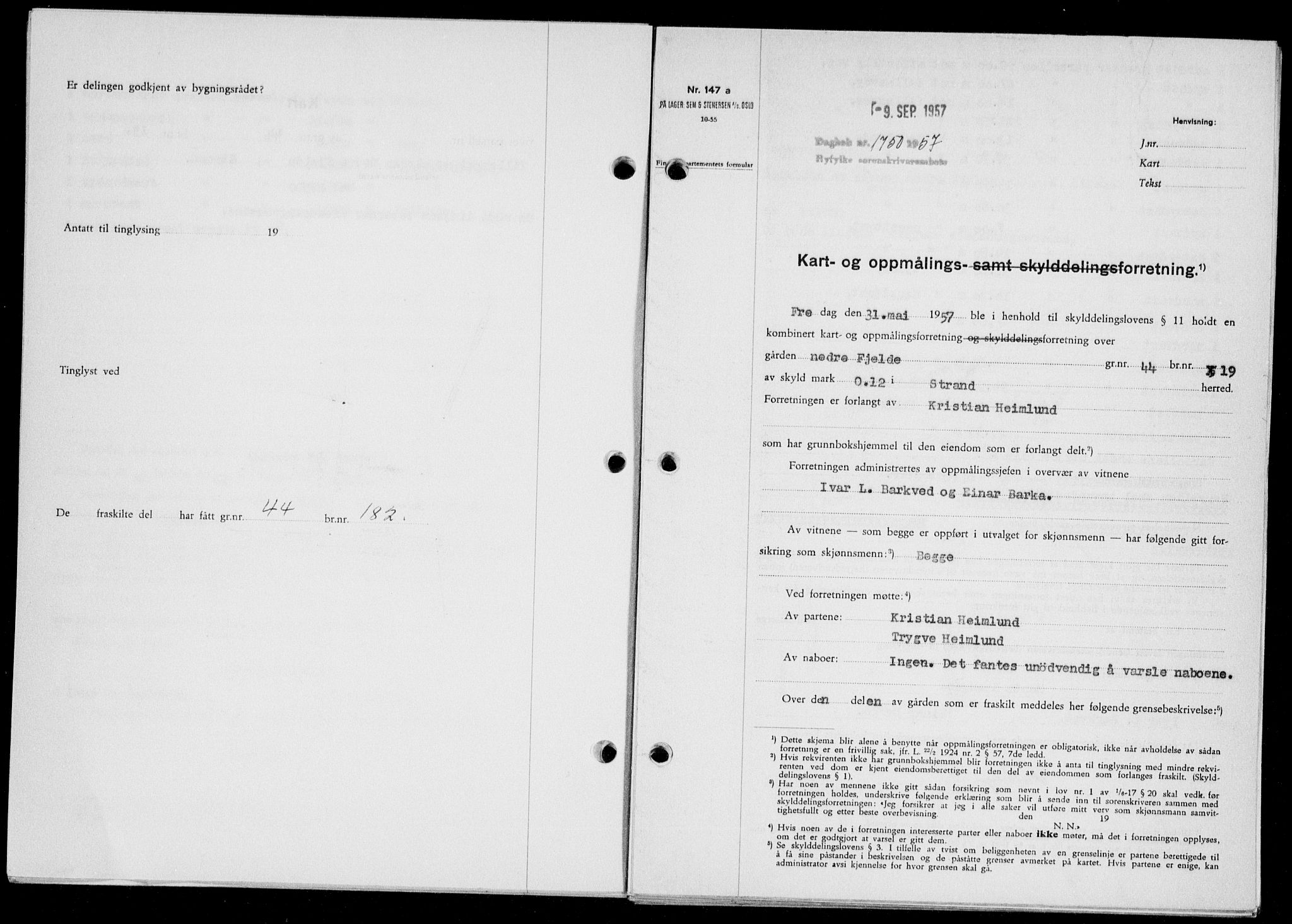 Ryfylke tingrett, SAST/A-100055/001/II/IIB/L0139: Pantebok nr. 118, 1957-1957, Dagboknr: 1750/1957