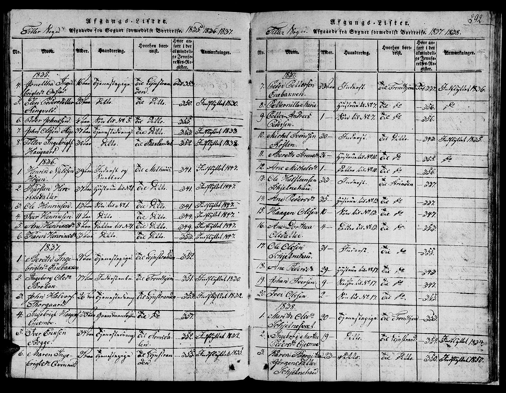 Ministerialprotokoller, klokkerbøker og fødselsregistre - Sør-Trøndelag, AV/SAT-A-1456/621/L0458: Klokkerbok nr. 621C01, 1816-1865, s. 292