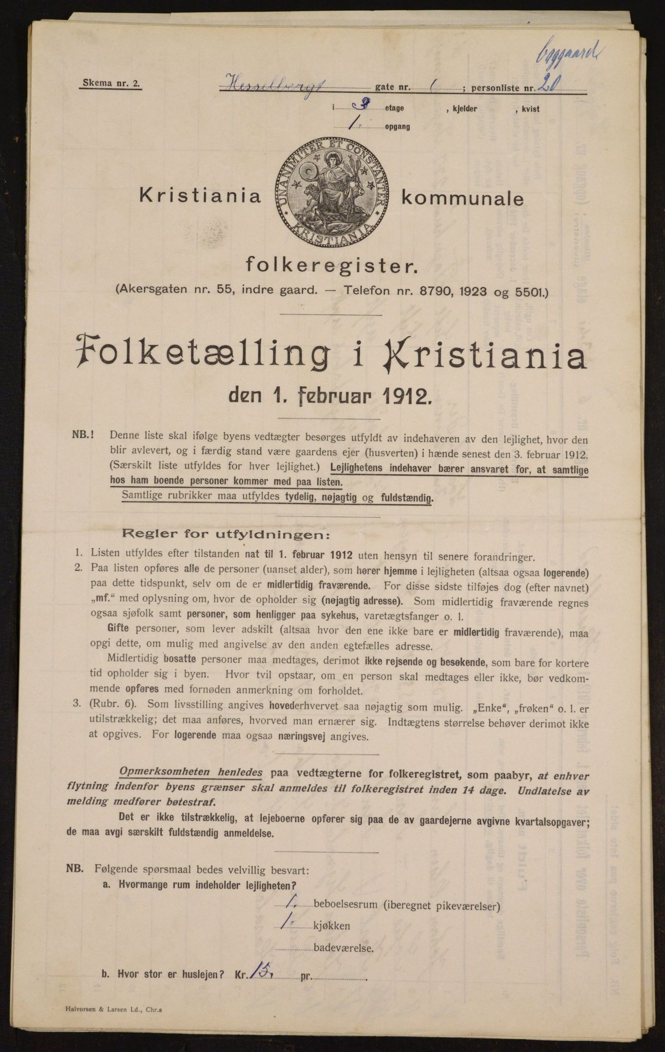 OBA, Kommunal folketelling 1.2.1912 for Kristiania, 1912, s. 40255