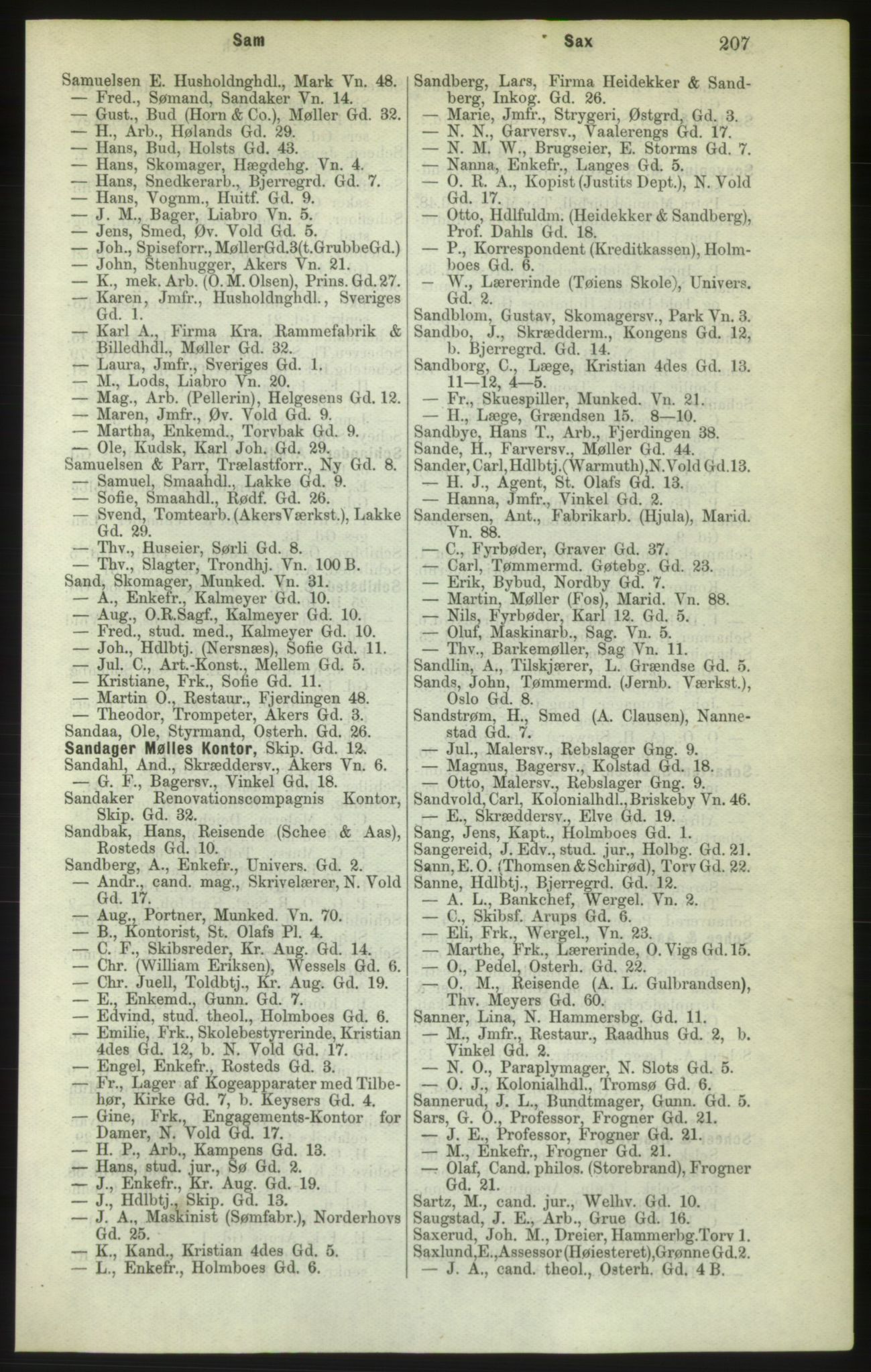 Kristiania/Oslo adressebok, PUBL/-, 1882, s. 207