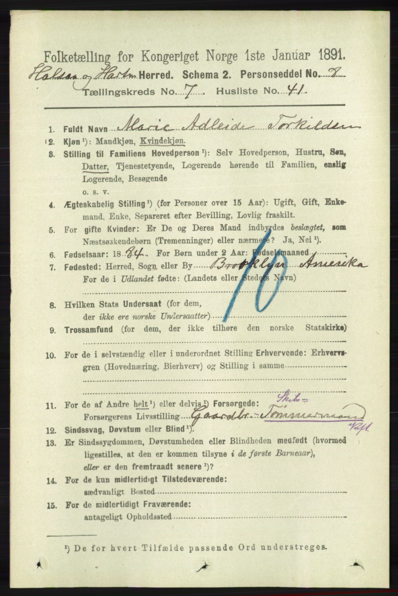 RA, Folketelling 1891 for 1019 Halse og Harkmark herred, 1891, s. 2960