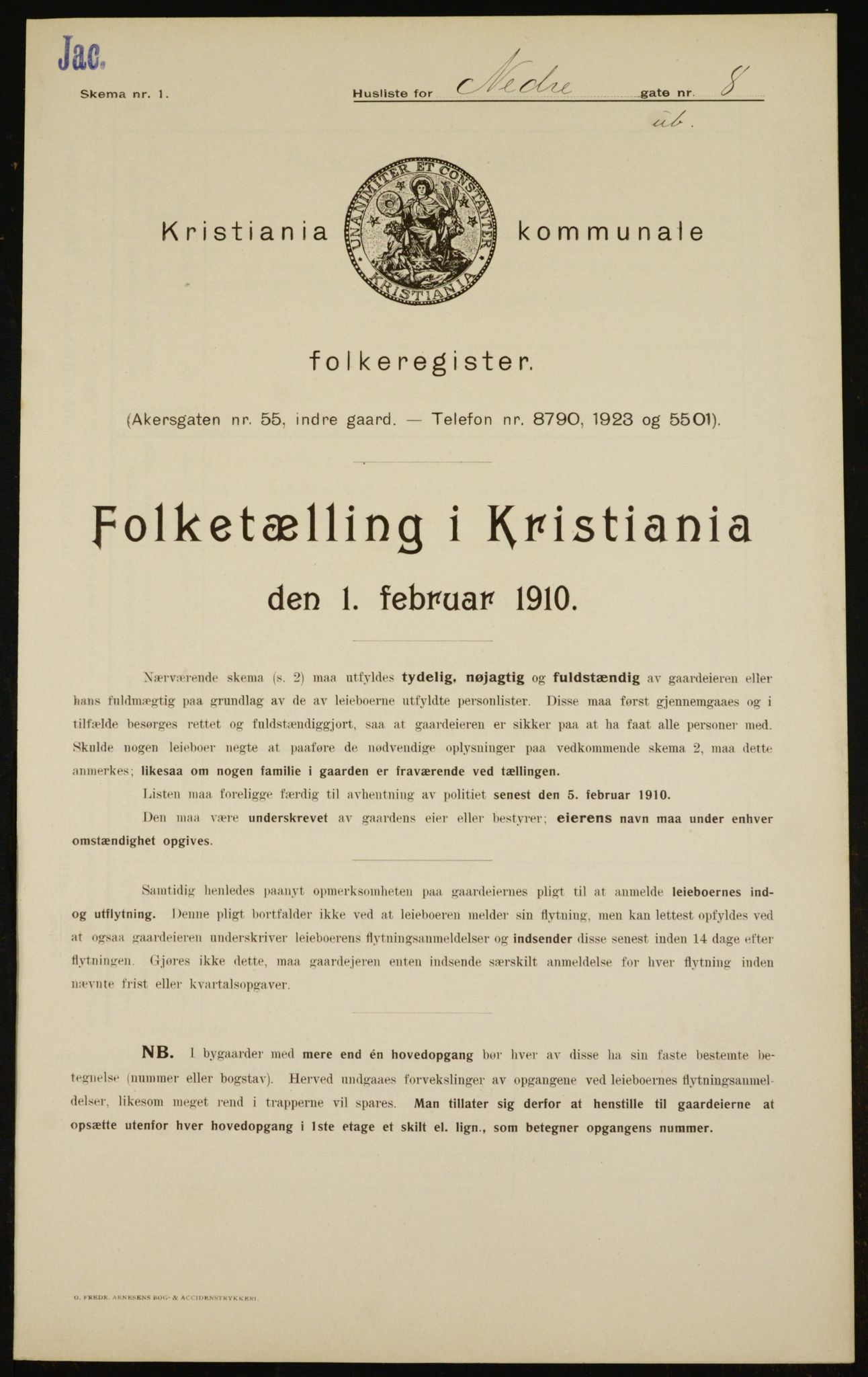 OBA, Kommunal folketelling 1.2.1910 for Kristiania, 1910, s. 66849