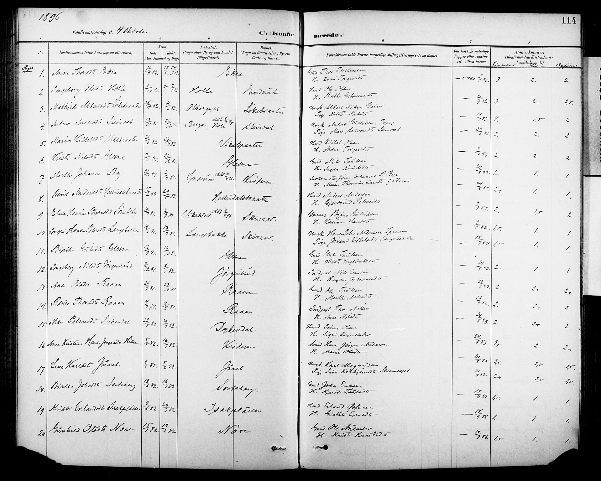 Krødsherad kirkebøker, AV/SAKO-A-19/G/Ga/L0002: Klokkerbok nr. 2, 1894-1918, s. 114