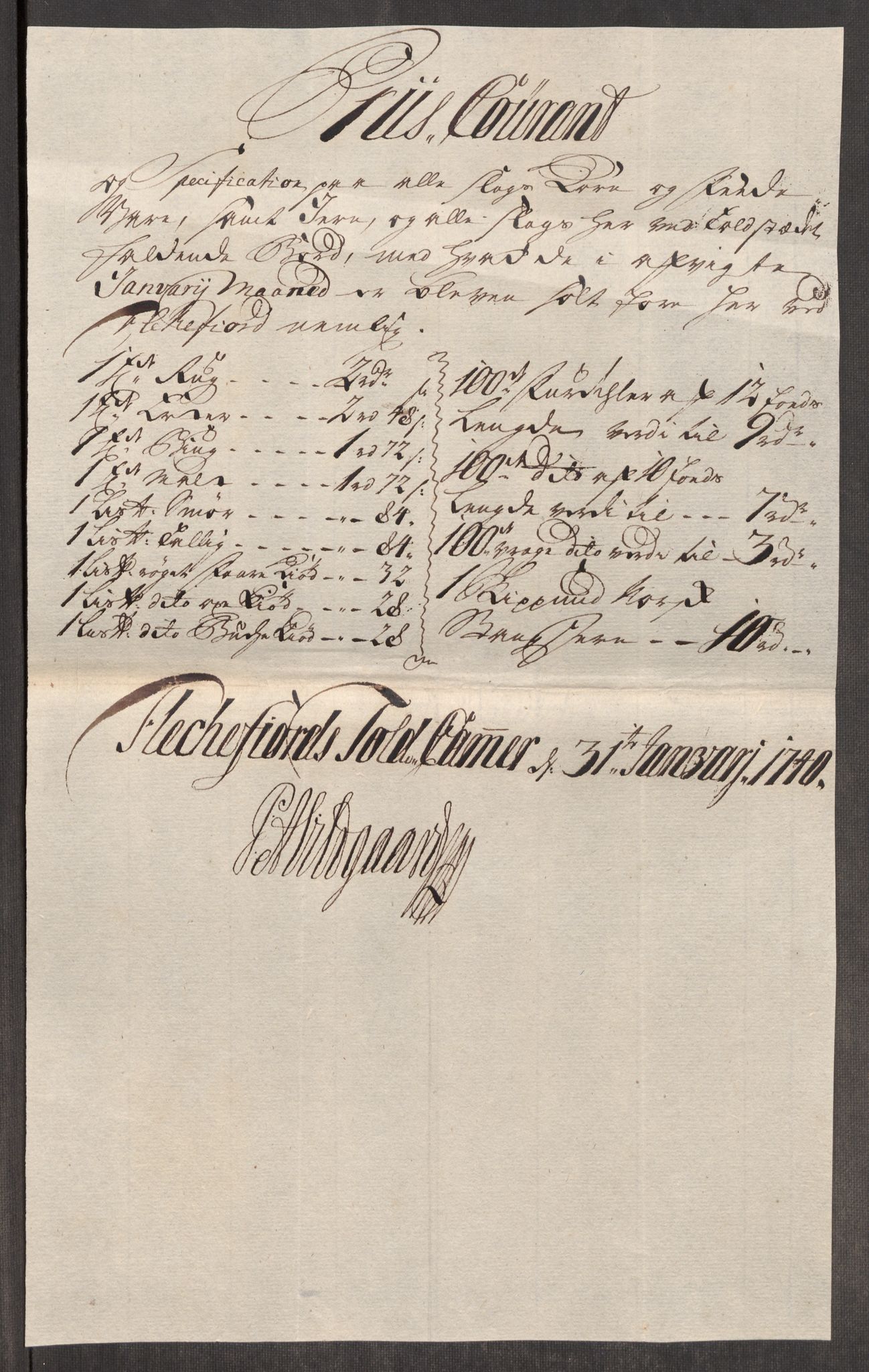 RA, Rentekammeret inntil 1814, Realistisk ordnet avdeling, Oe/L0002: [Ø1]: Priskuranter, 1740-1744, s. 178