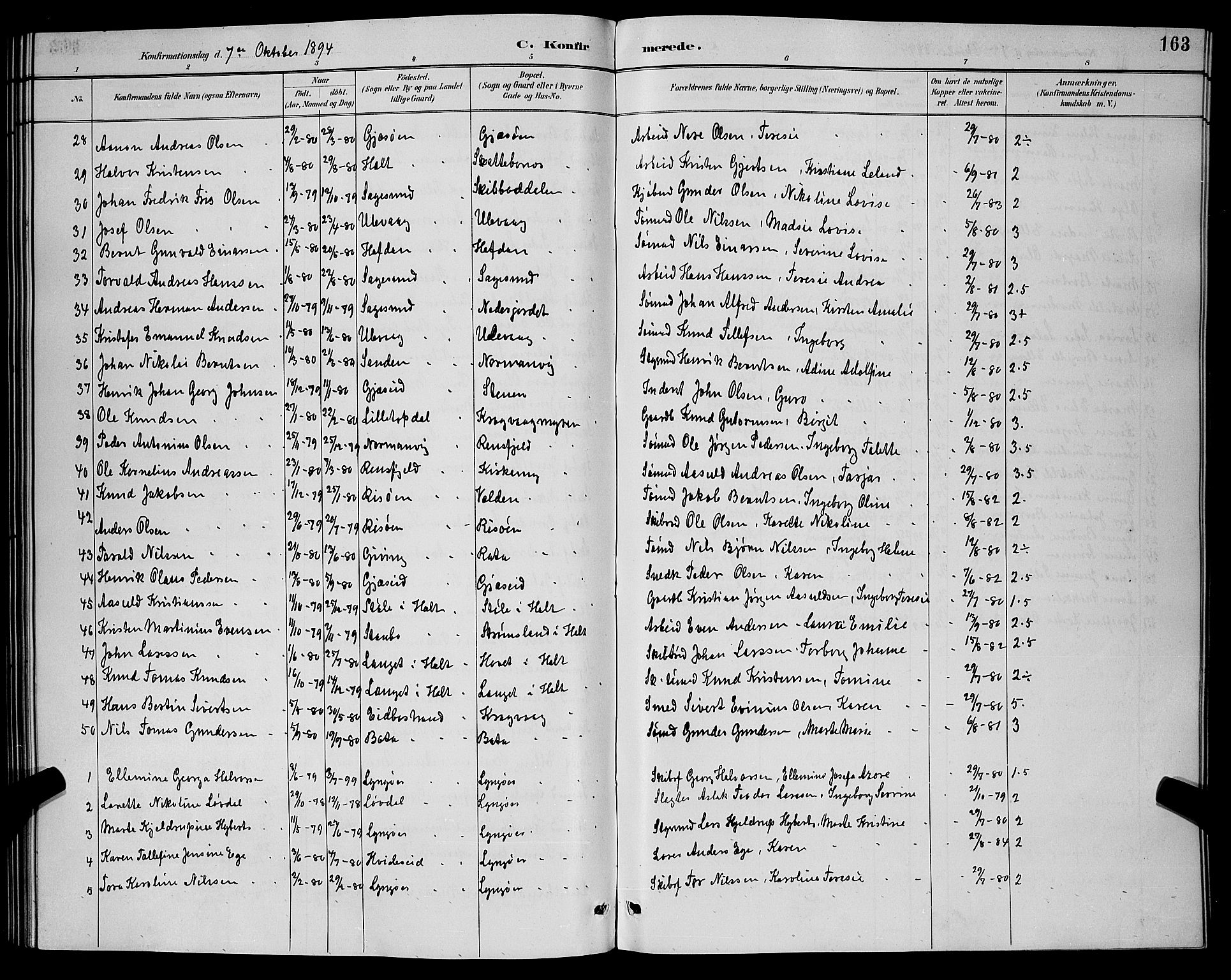 Dypvåg sokneprestkontor, AV/SAK-1111-0007/F/Fb/Fba/L0013: Klokkerbok nr. B 13, 1887-1900, s. 163