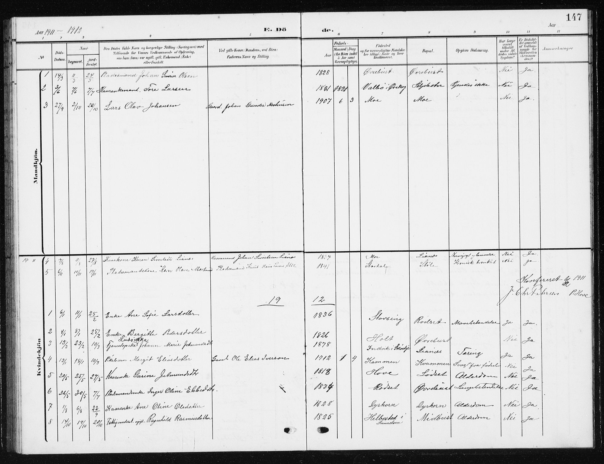 Ministerialprotokoller, klokkerbøker og fødselsregistre - Møre og Romsdal, SAT/A-1454/521/L0303: Klokkerbok nr. 521C04, 1908-1943, s. 147