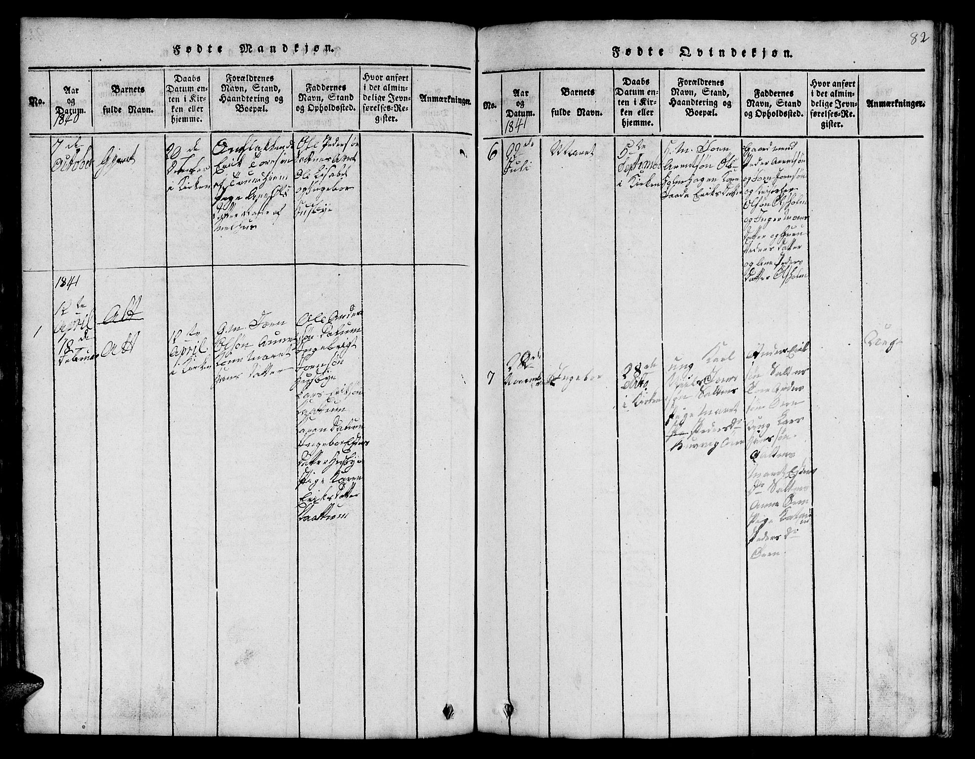 Ministerialprotokoller, klokkerbøker og fødselsregistre - Sør-Trøndelag, AV/SAT-A-1456/666/L0788: Klokkerbok nr. 666C01, 1816-1847, s. 82