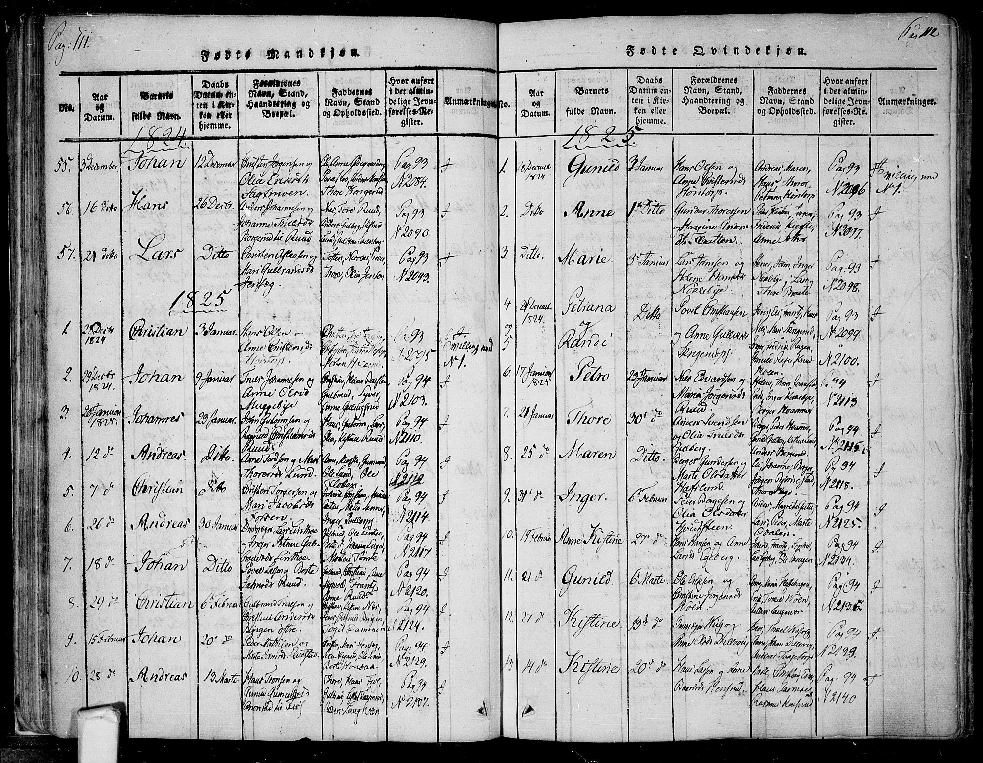 Trøgstad prestekontor Kirkebøker, AV/SAO-A-10925/F/Fa/L0006: Ministerialbok nr. I 6, 1815-1844, s. 111-112