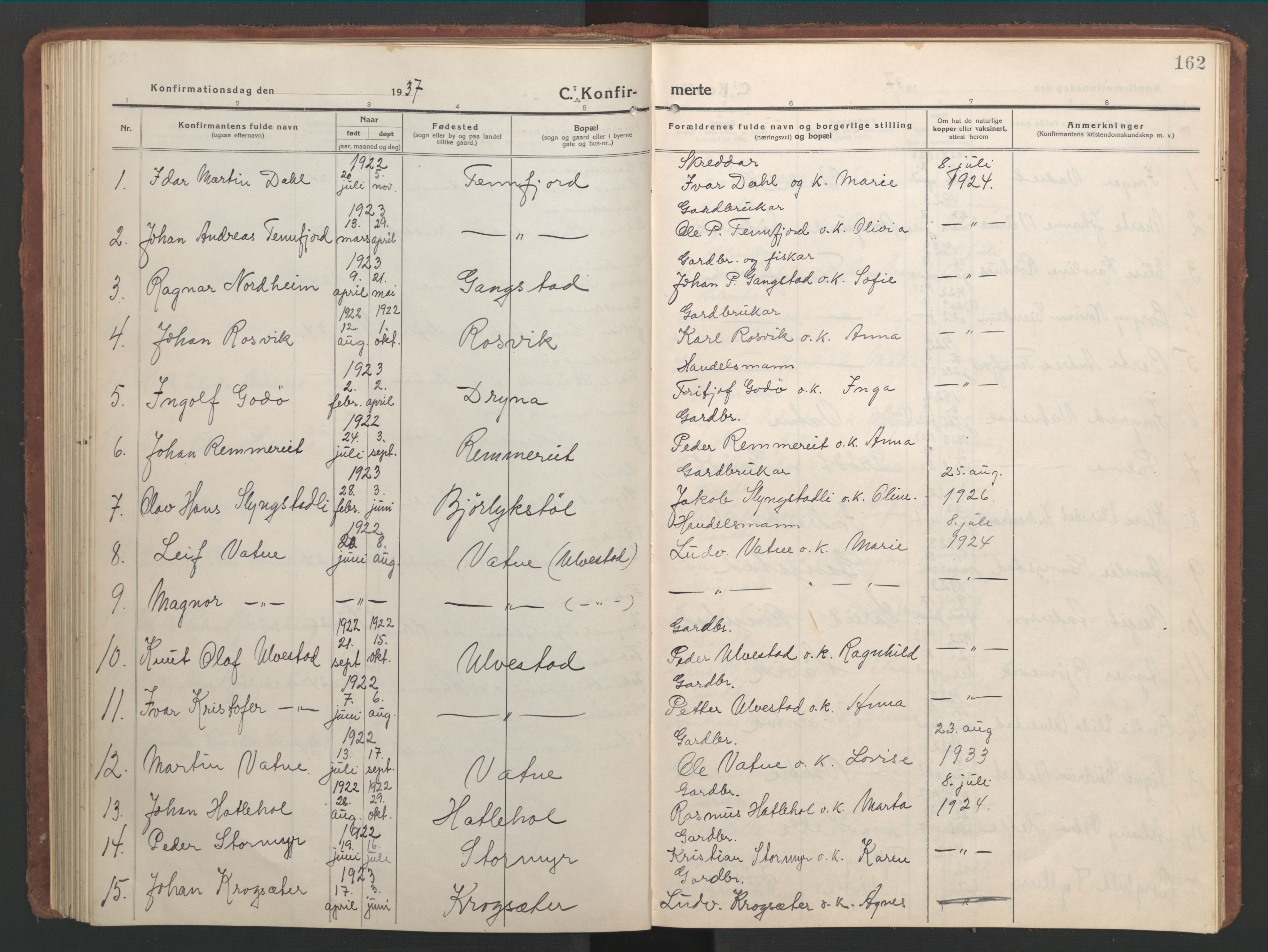 Ministerialprotokoller, klokkerbøker og fødselsregistre - Møre og Romsdal, AV/SAT-A-1454/525/L0378: Klokkerbok nr. 525C04, 1915-1947, s. 162