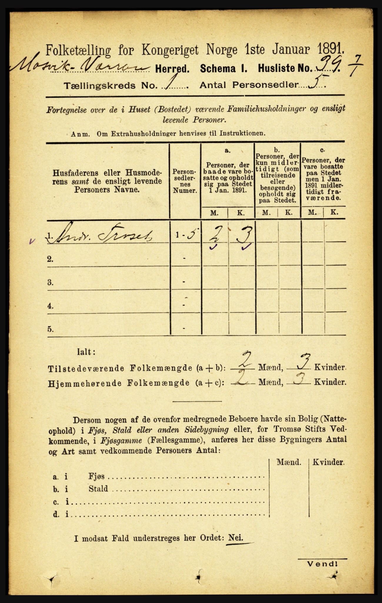 RA, Folketelling 1891 for 1723 Mosvik og Verran herred, 1891, s. 62