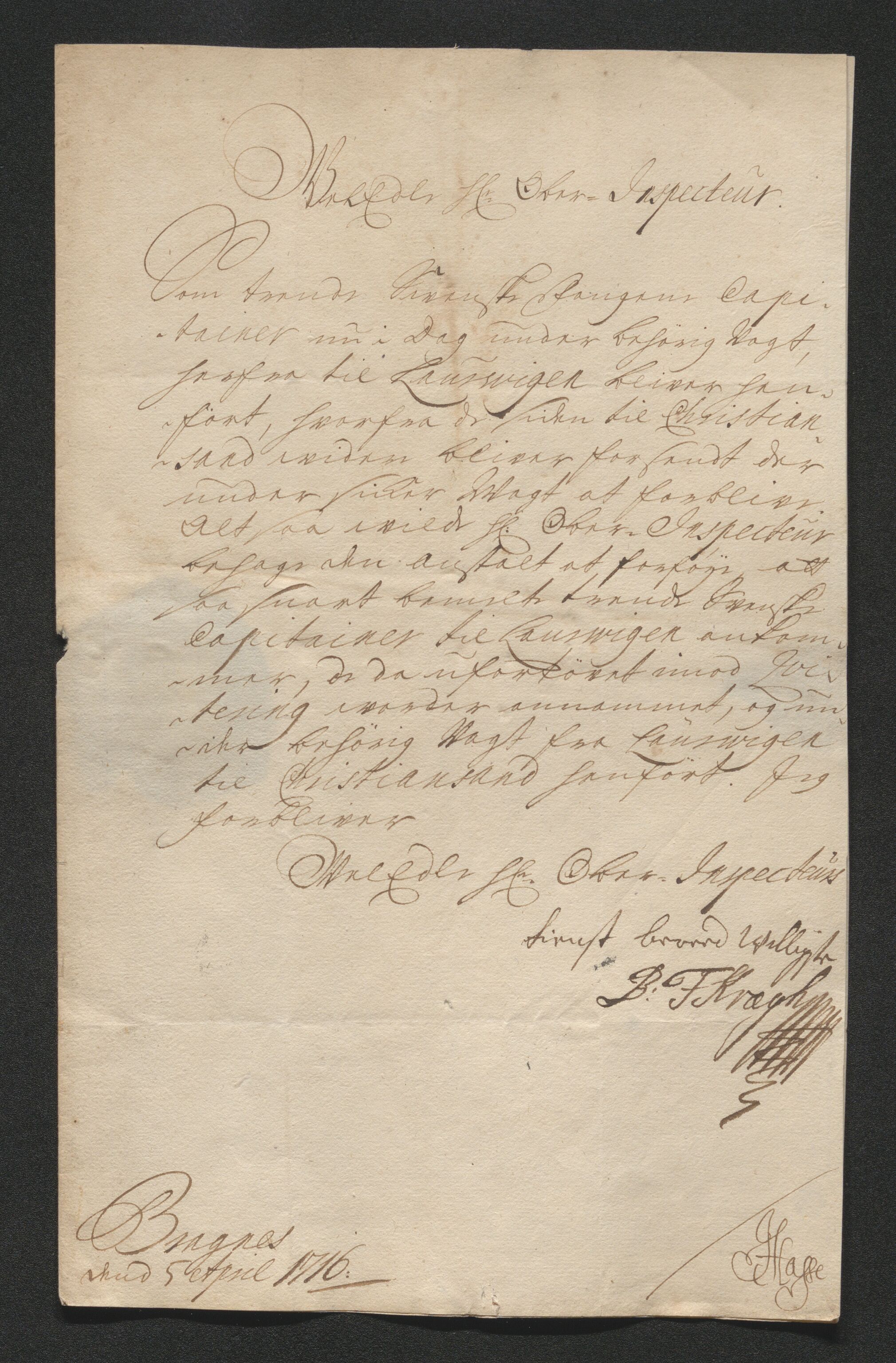 Larvik grevskap, AV/SAKO-A-1056/F/Ff/Ffb/L0018/0001: Brev / Spesielle saker, 1716-1748, s. 4