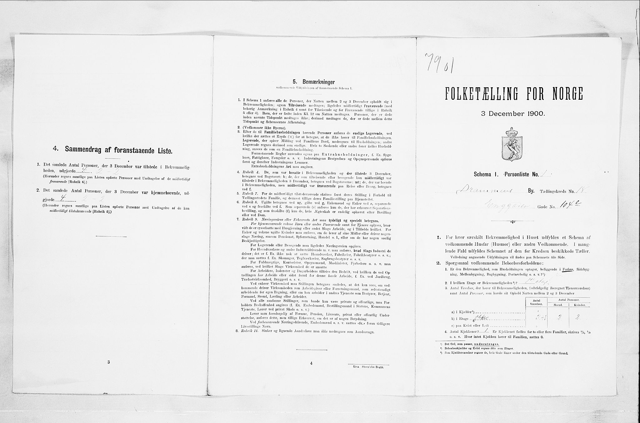 RA, Folketelling 1900 for 0602 Drammen kjøpstad, 1900, s. 3222