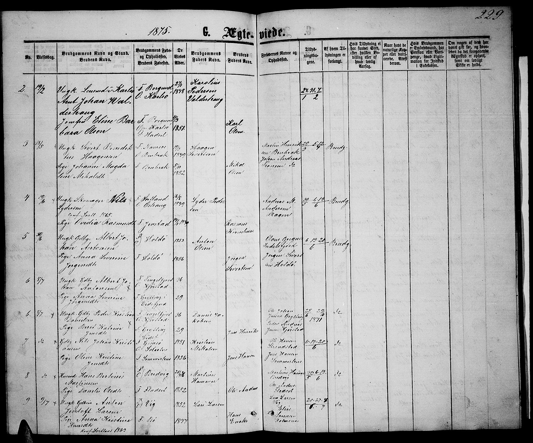 Ministerialprotokoller, klokkerbøker og fødselsregistre - Nordland, AV/SAT-A-1459/888/L1266: Klokkerbok nr. 888C04, 1864-1877, s. 229
