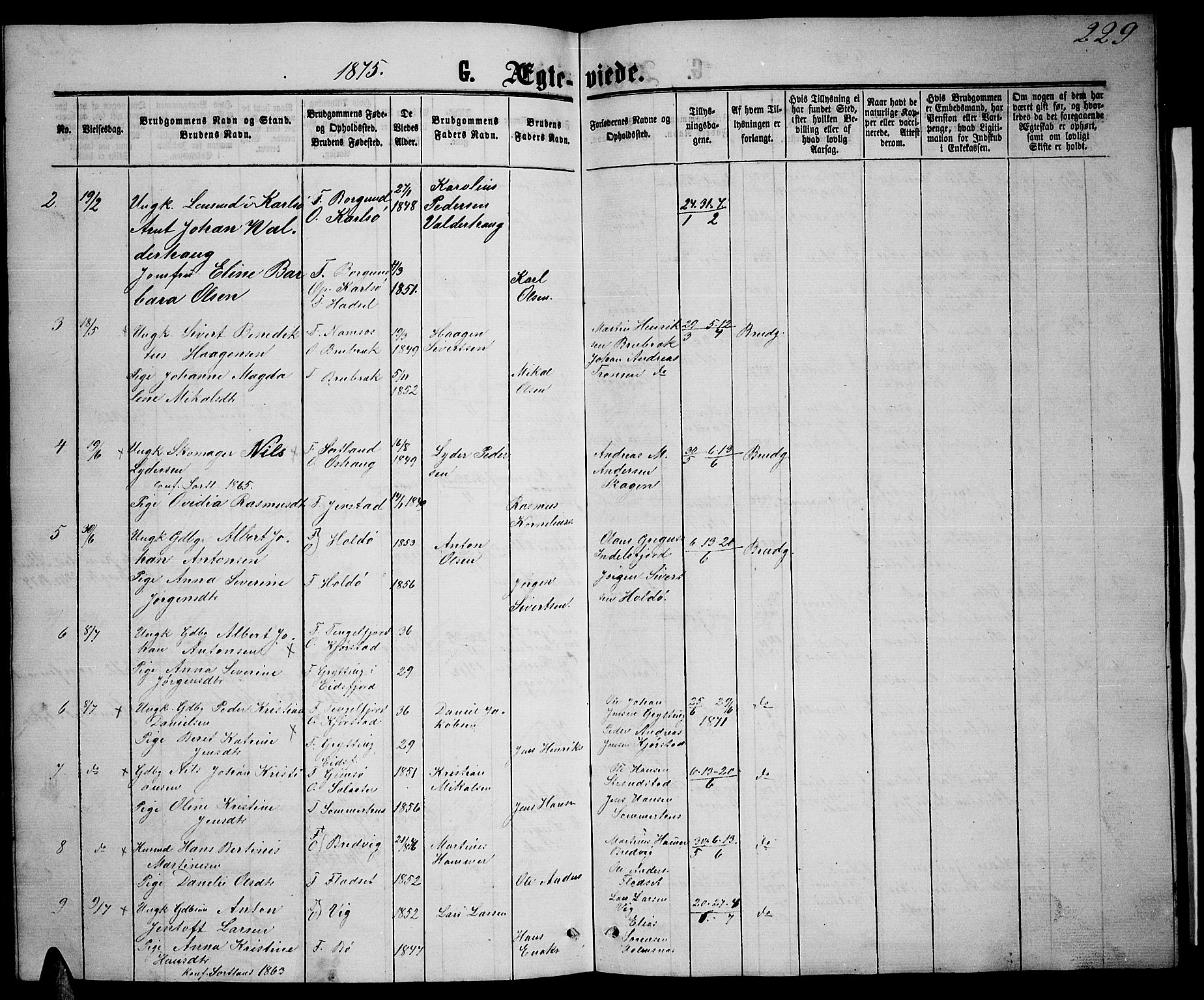 Ministerialprotokoller, klokkerbøker og fødselsregistre - Nordland, SAT/A-1459/888/L1266: Klokkerbok nr. 888C04, 1864-1877, s. 229