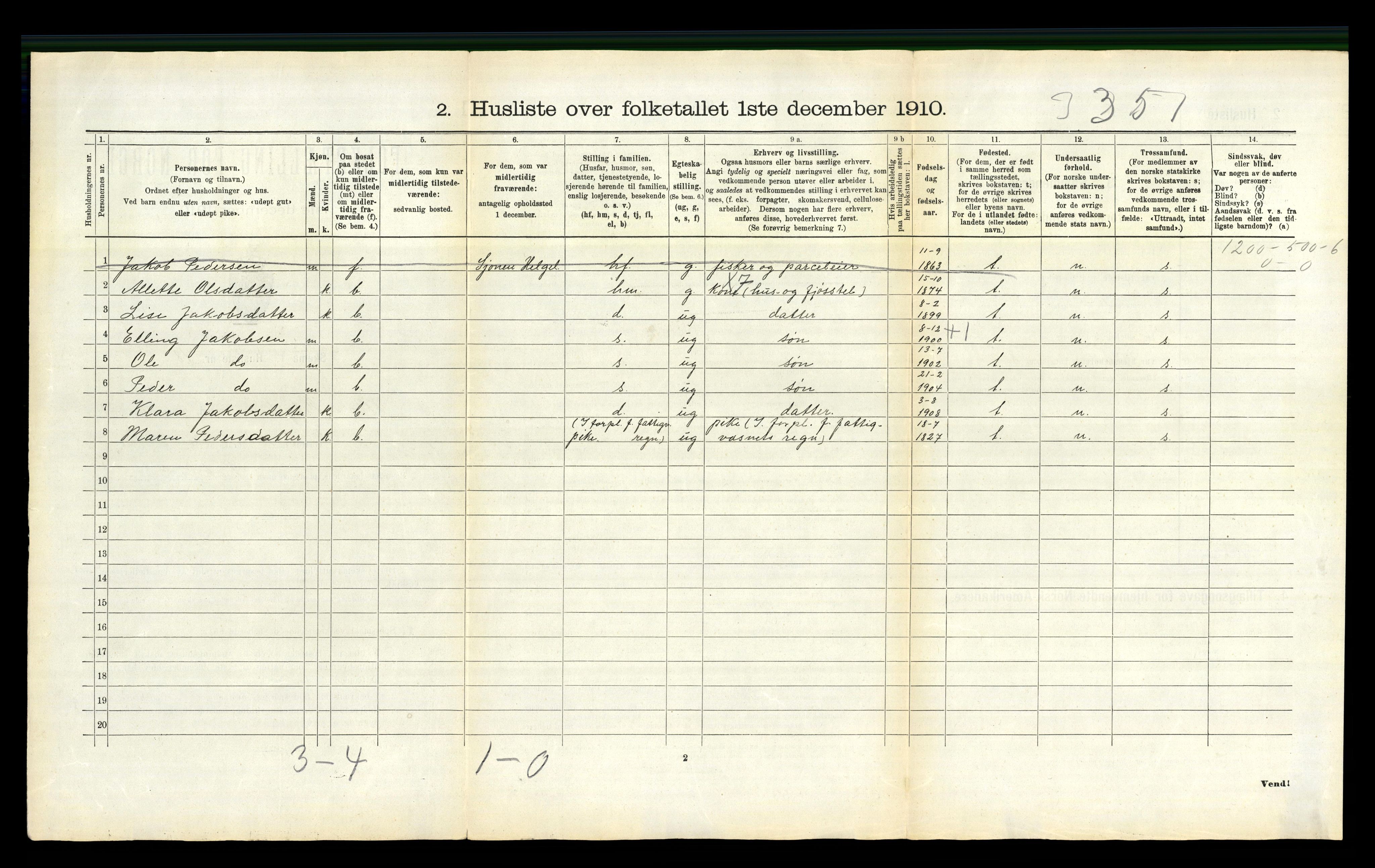 RA, Folketelling 1910 for 1833 Mo herred, 1910, s. 150