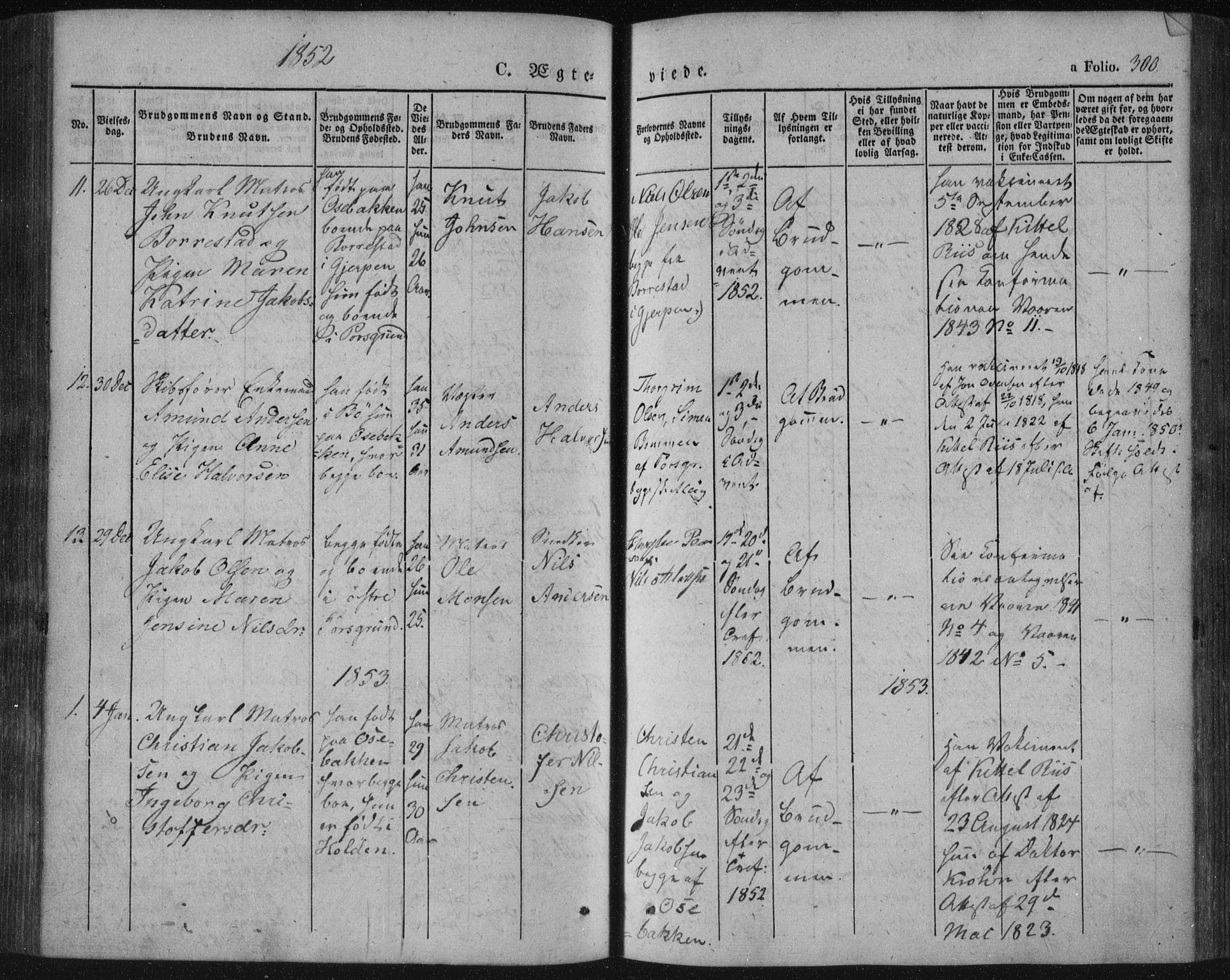 Porsgrunn kirkebøker , AV/SAKO-A-104/F/Fa/L0006: Ministerialbok nr. 6, 1841-1857, s. 300