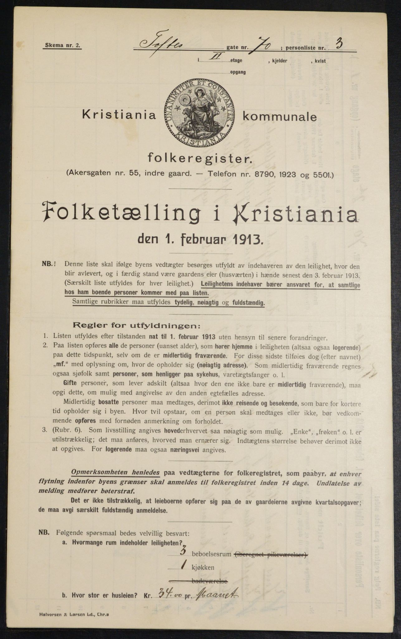 OBA, Kommunal folketelling 1.2.1913 for Kristiania, 1913, s. 113084