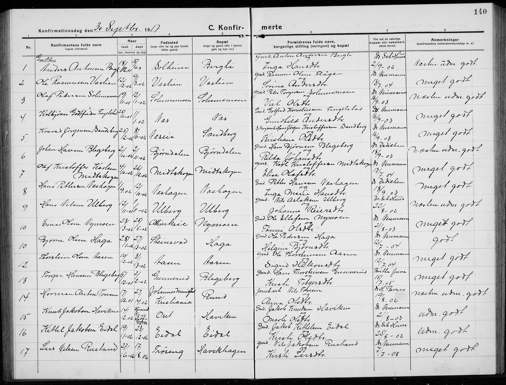 Sigdal kirkebøker, AV/SAKO-A-245/G/Ga/L0007: Klokkerbok nr. I 7, 1917-1935, s. 140