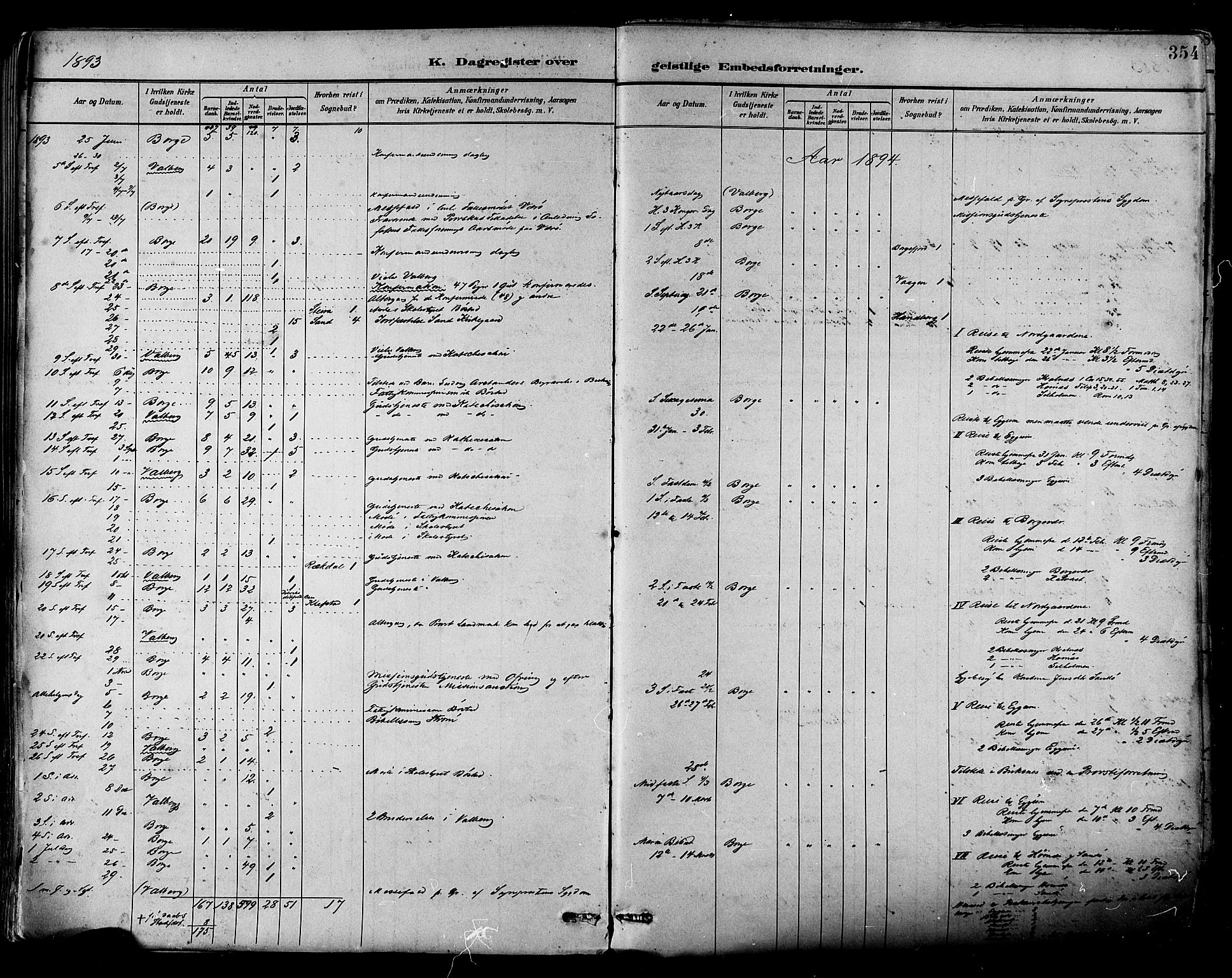 Ministerialprotokoller, klokkerbøker og fødselsregistre - Nordland, SAT/A-1459/880/L1133: Ministerialbok nr. 880A07, 1888-1898, s. 354