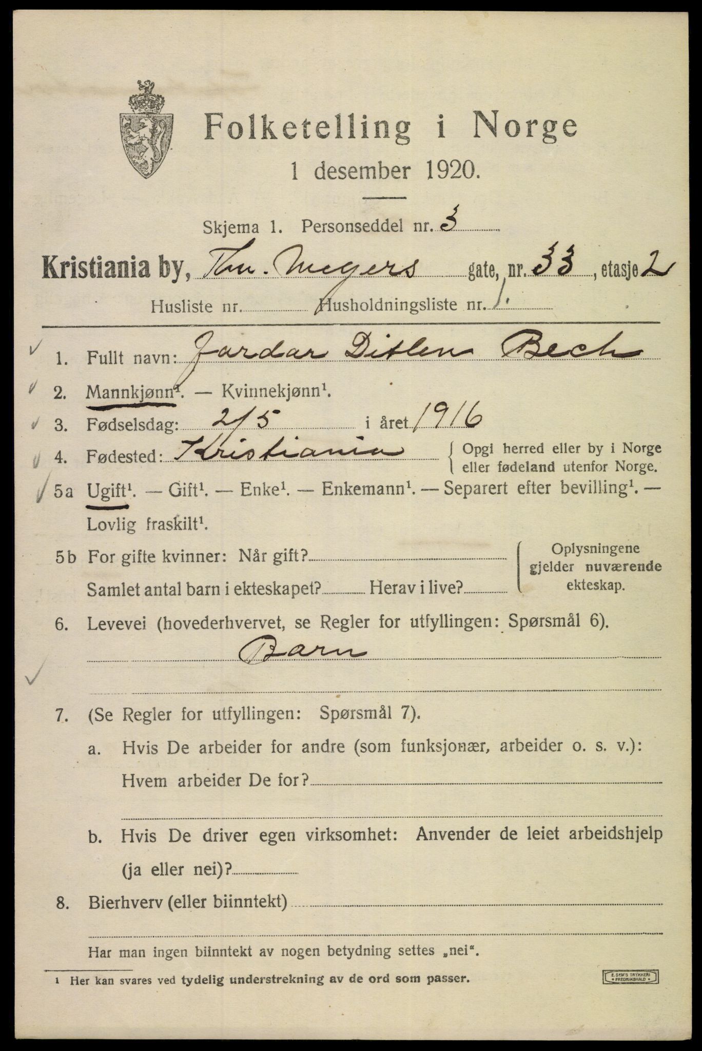 SAO, Folketelling 1920 for 0301 Kristiania kjøpstad, 1920, s. 575801