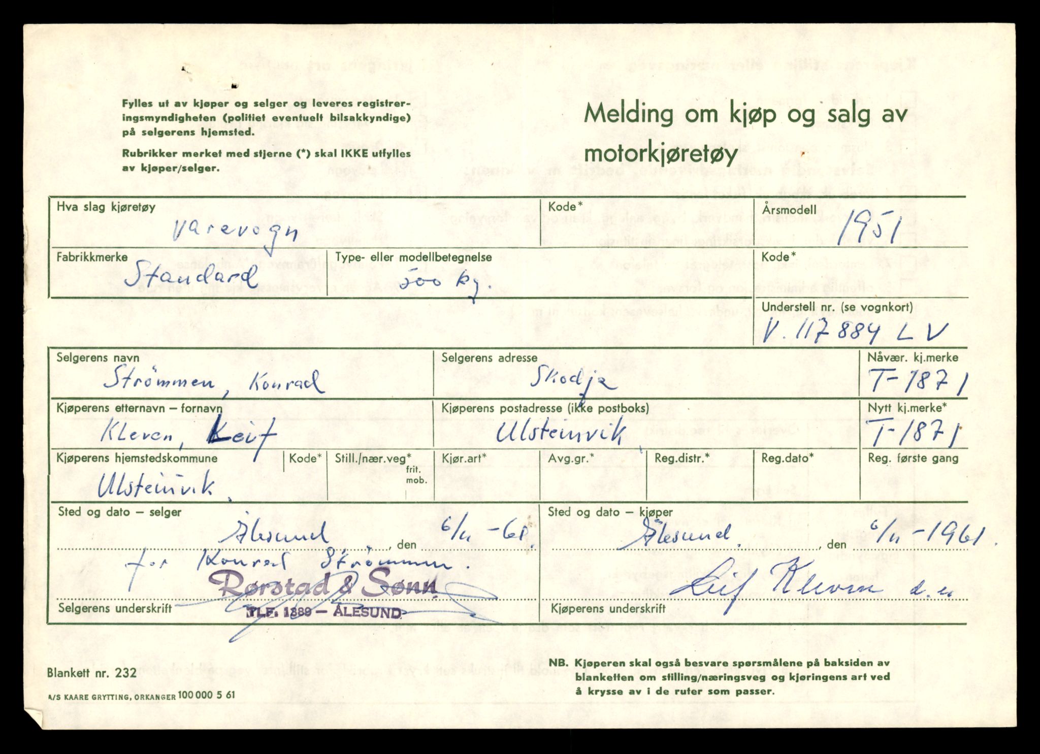 Møre og Romsdal vegkontor - Ålesund trafikkstasjon, AV/SAT-A-4099/F/Fe/L0016: Registreringskort for kjøretøy T 1851 - T 1984, 1927-1998, s. 409