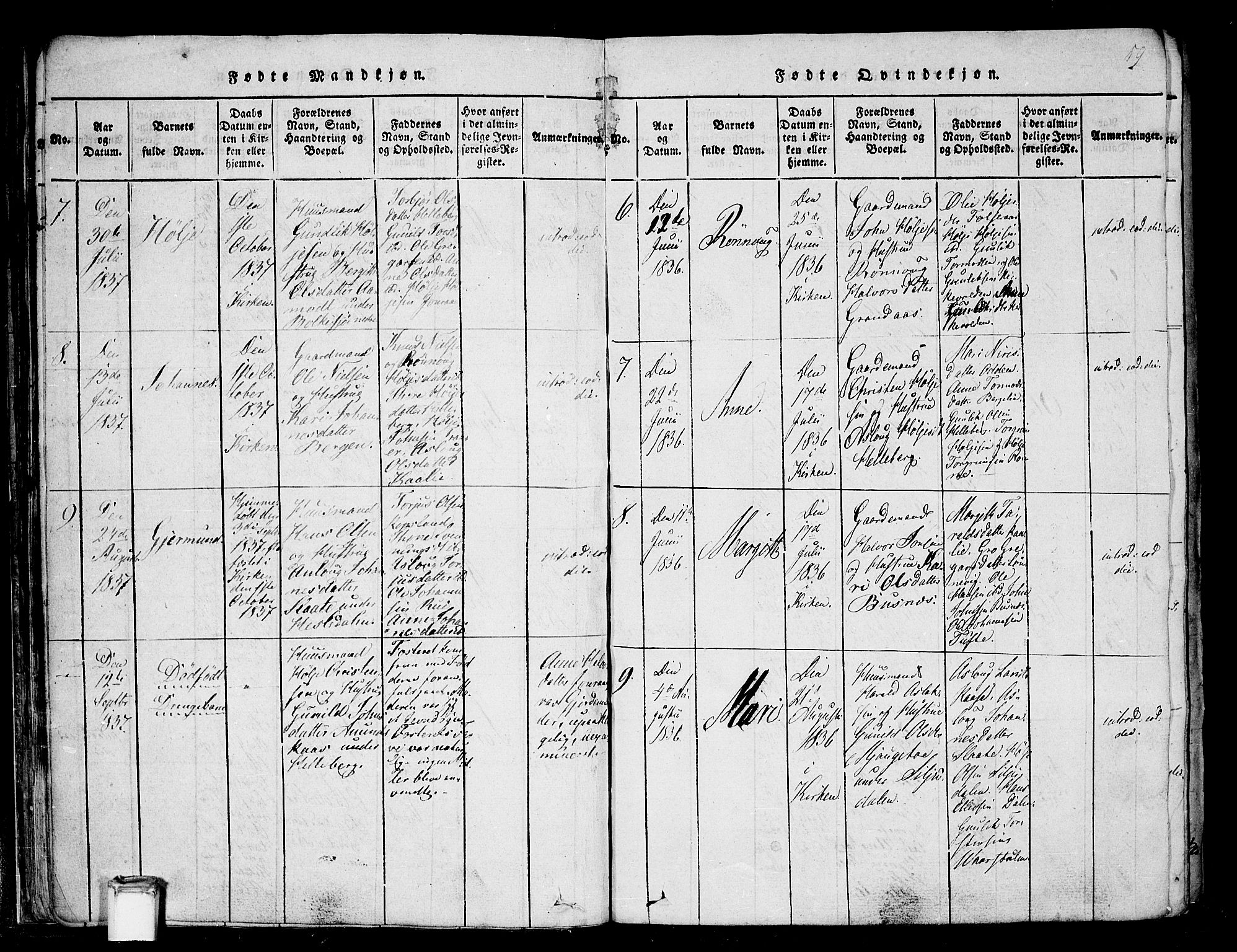 Gransherad kirkebøker, AV/SAKO-A-267/F/Fa/L0001: Ministerialbok nr. I 1, 1815-1843, s. 59