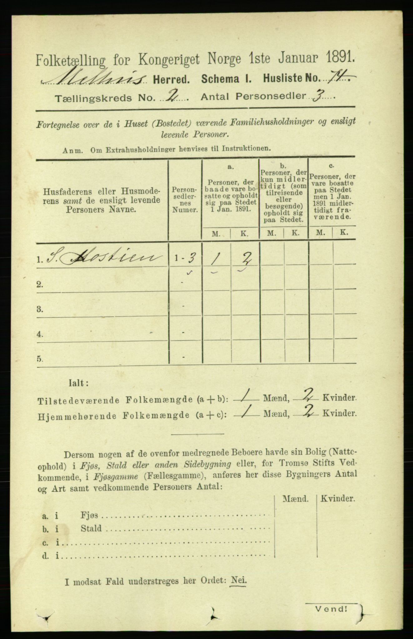 RA, Folketelling 1891 for 1653 Melhus herred, 1891, s. 711