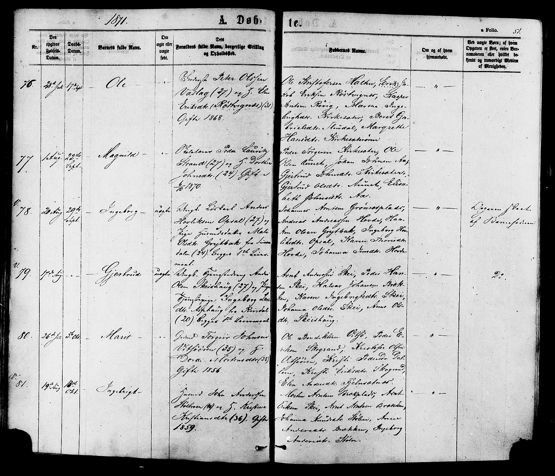 Ministerialprotokoller, klokkerbøker og fødselsregistre - Sør-Trøndelag, AV/SAT-A-1456/630/L0495: Ministerialbok nr. 630A08, 1868-1878, s. 51